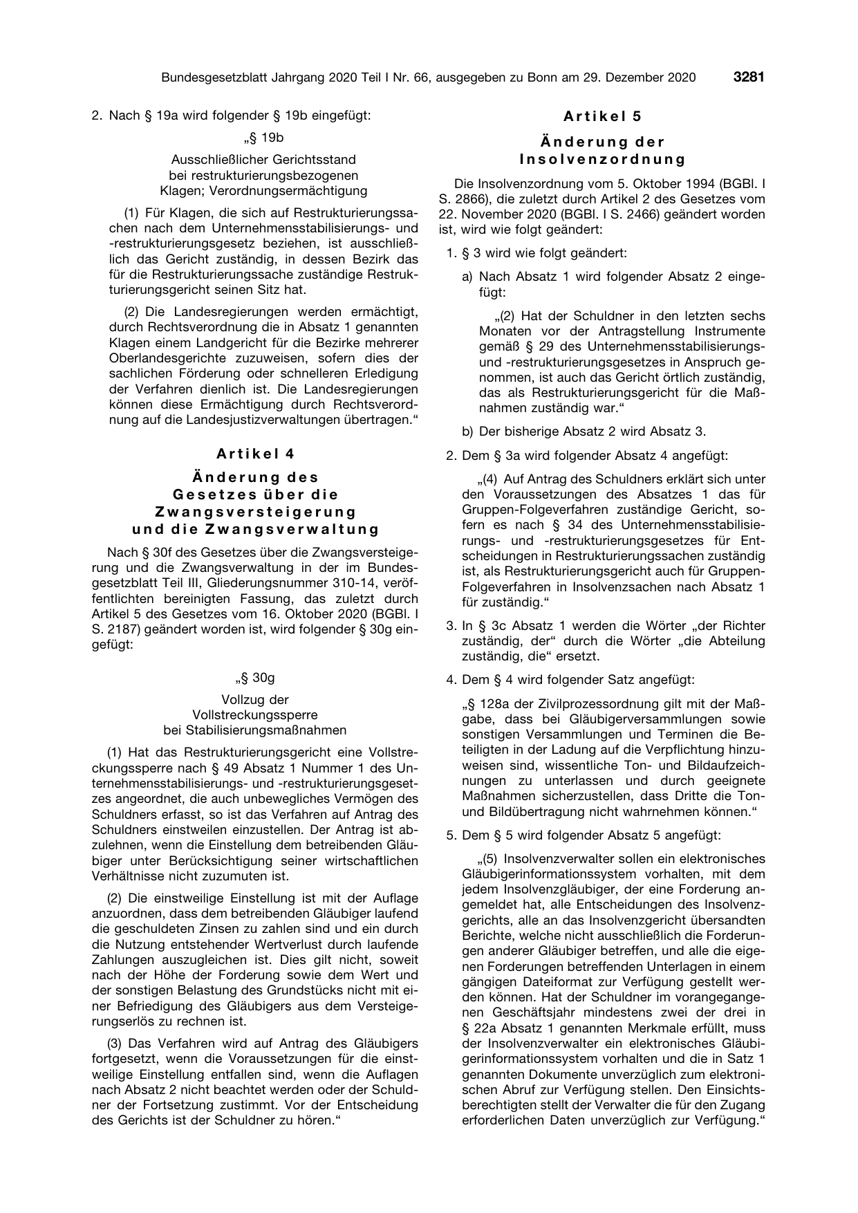 BGBl. 2020, Seite 3281 — Originalseite als Abbildung