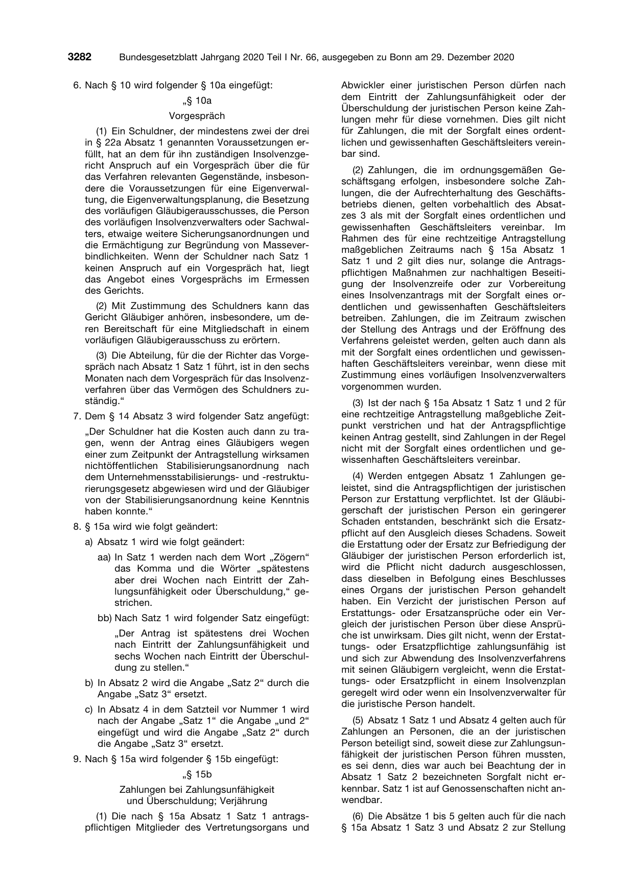 BGBl. 2020, Seite 3282 — Originalseite als Abbildung