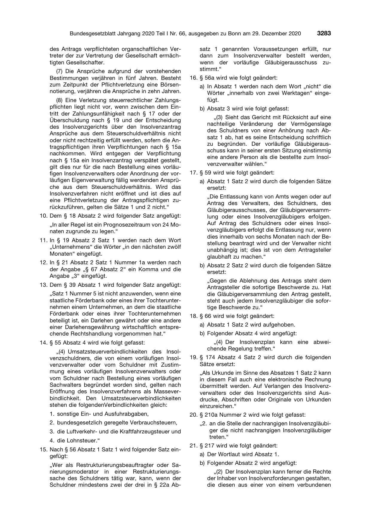 BGBl. 2020, Seite 3283 — Originalseite als Abbildung