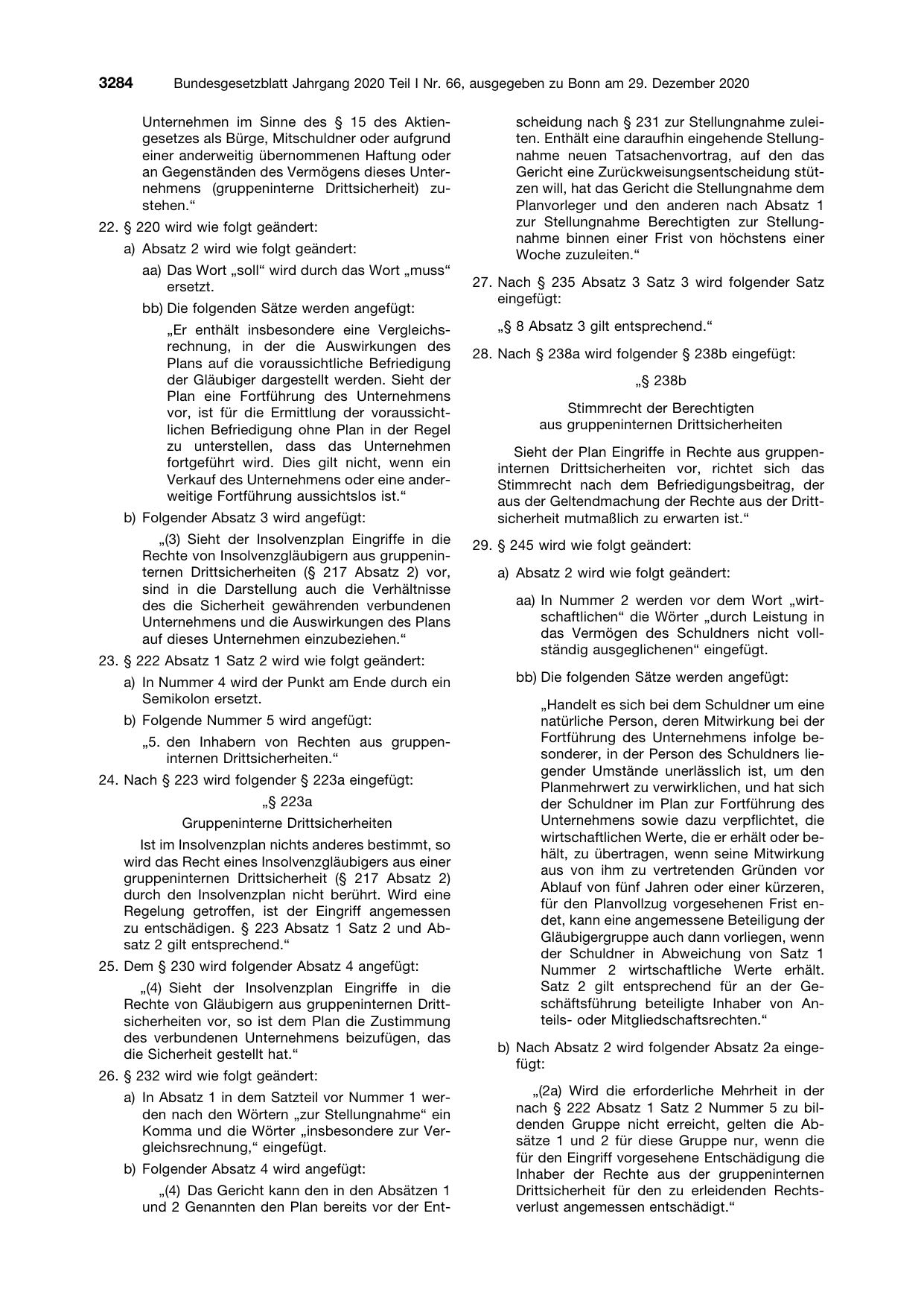 BGBl. 2020, Seite 3284 — Originalseite als Abbildung
