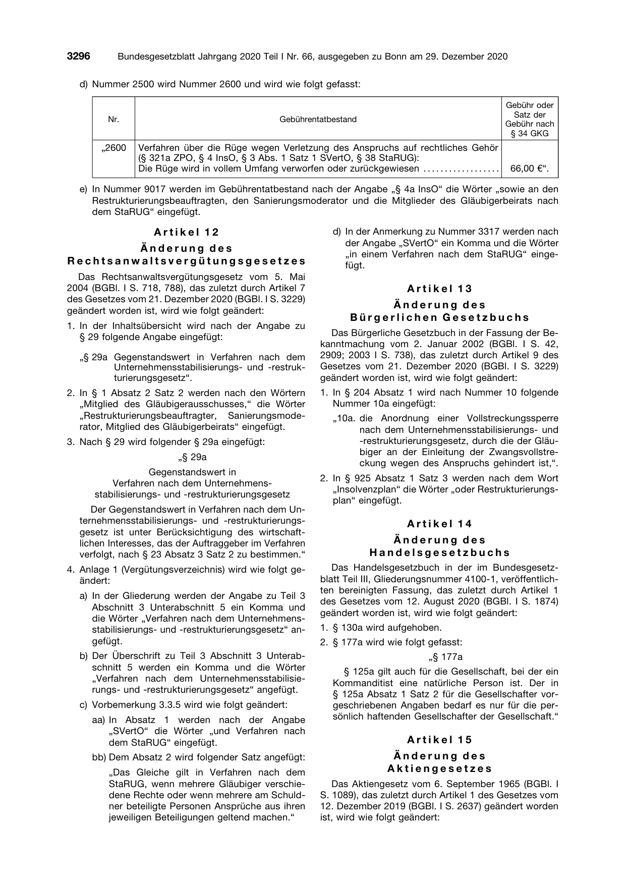 BGBl. 2020, Seite 3296 — Originalseite als Abbildung
