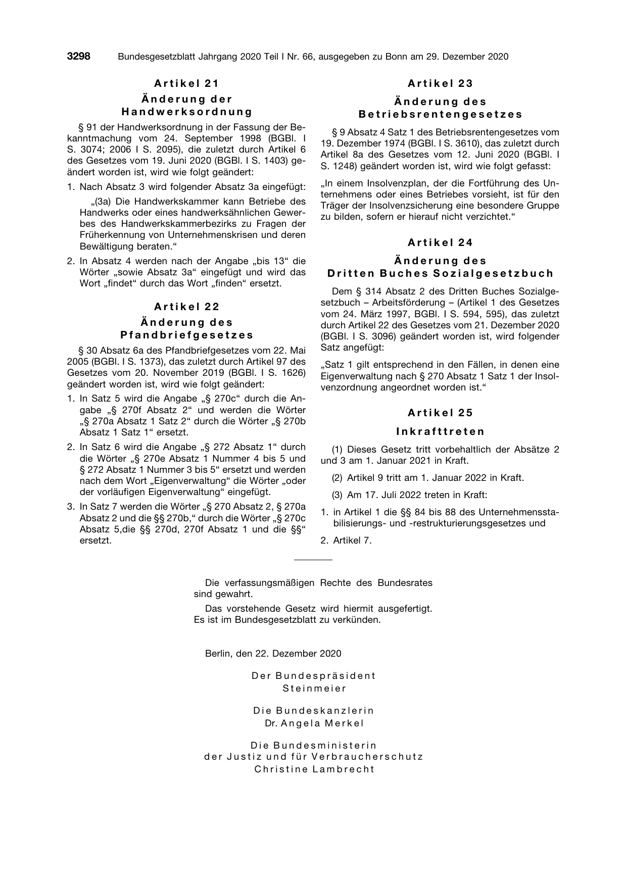 BGBl. 2020, Seite 3298 — Originalseite als Abbildung