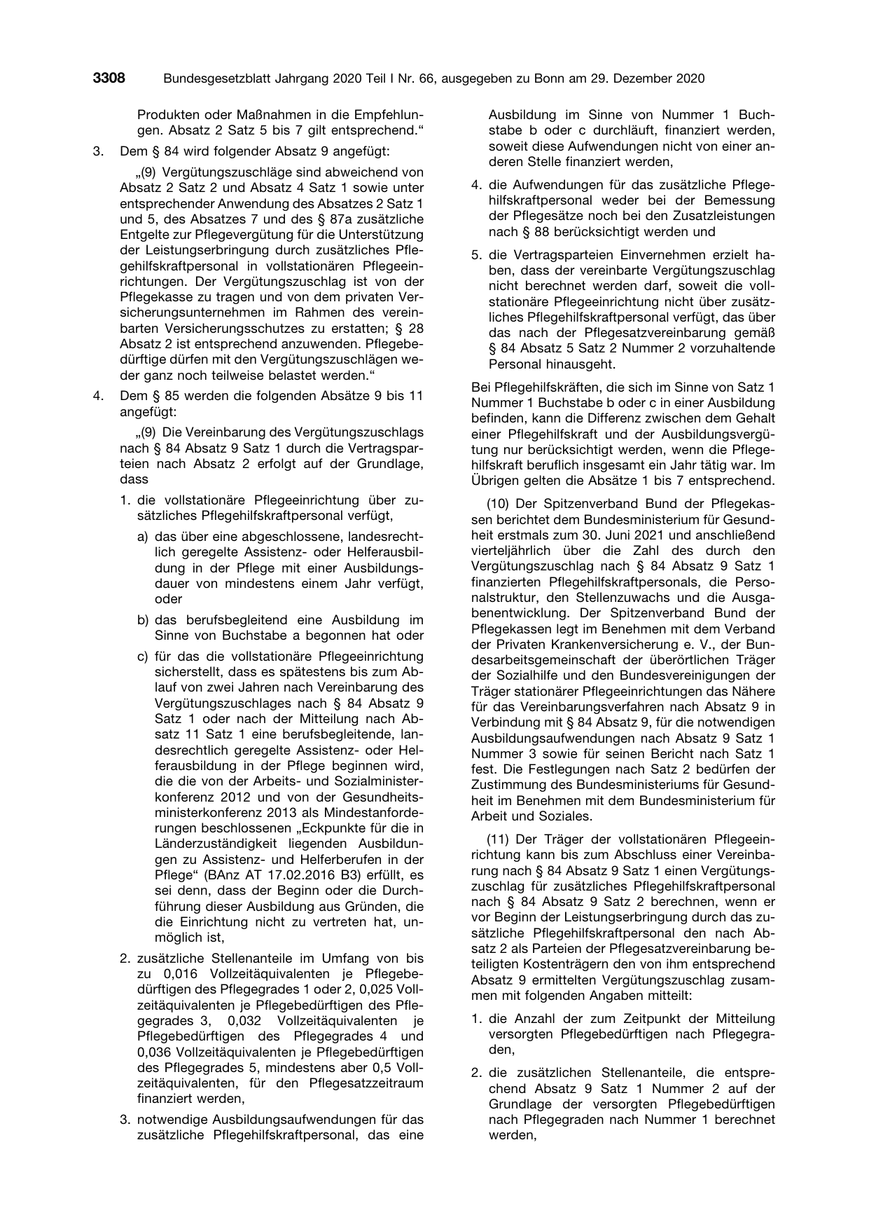 BGBl. 2020, Seite 3308 — Originalseite als Abbildung