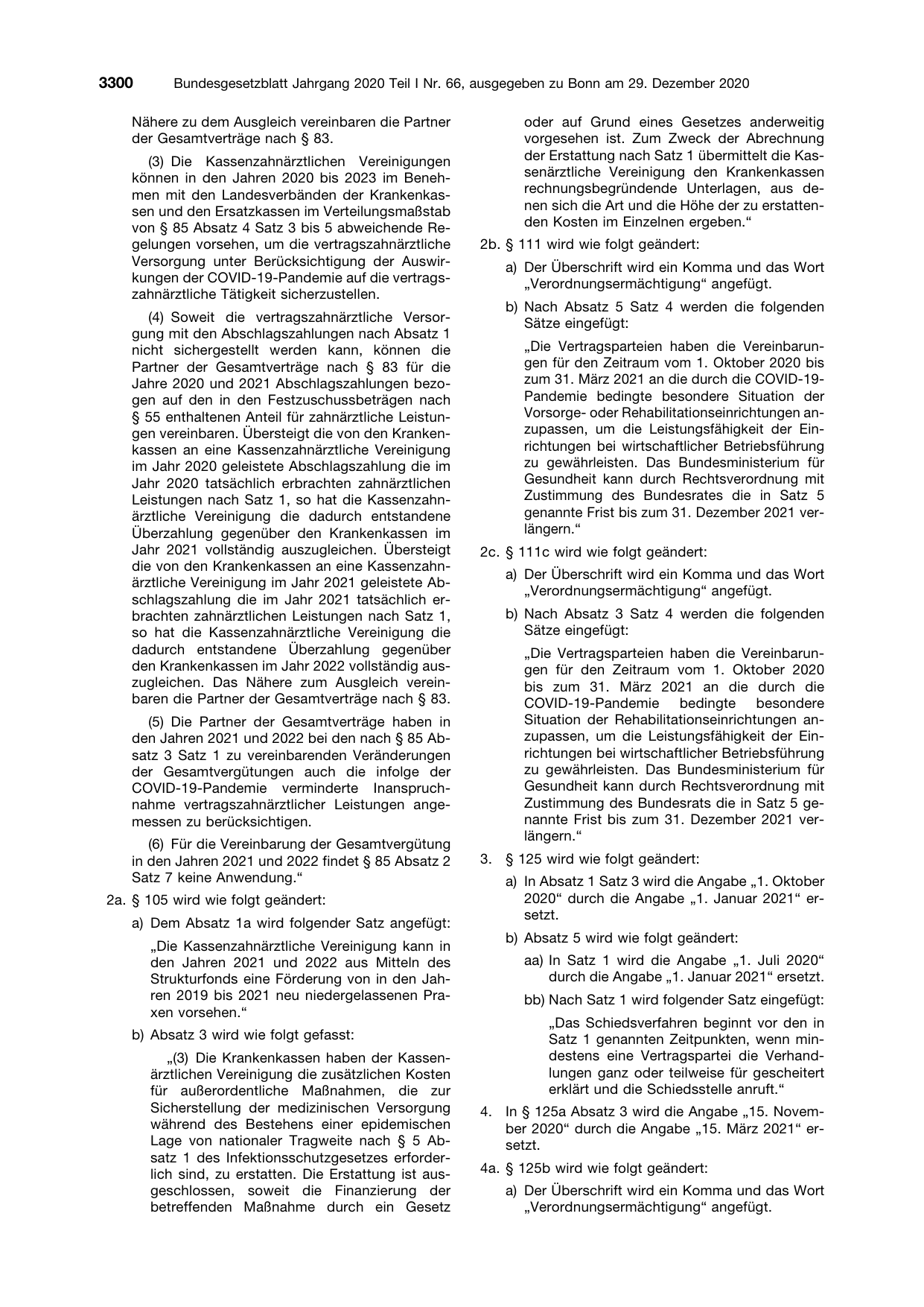 BGBl. 2020, Seite 3300 — Originalseite als Abbildung