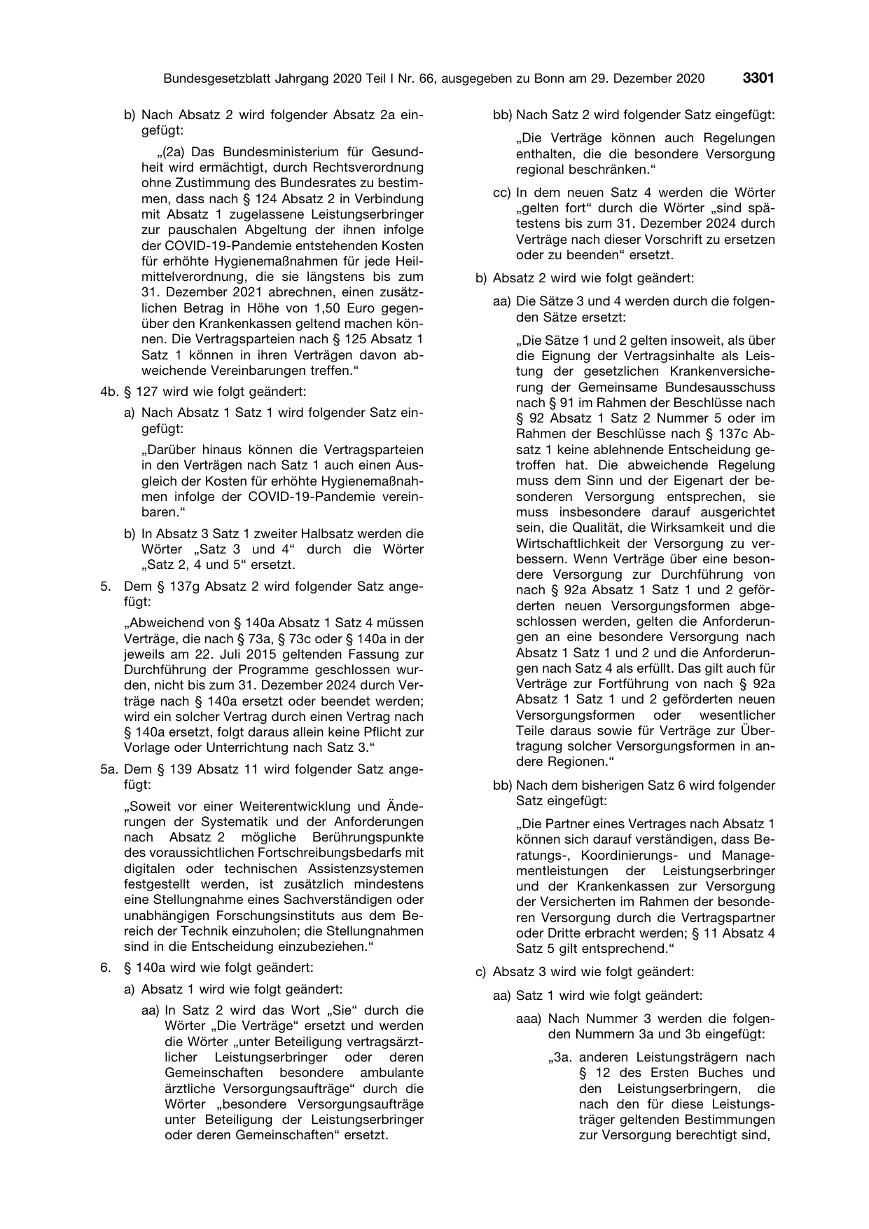 BGBl. 2020, Seite 3301 — Originalseite als Abbildung