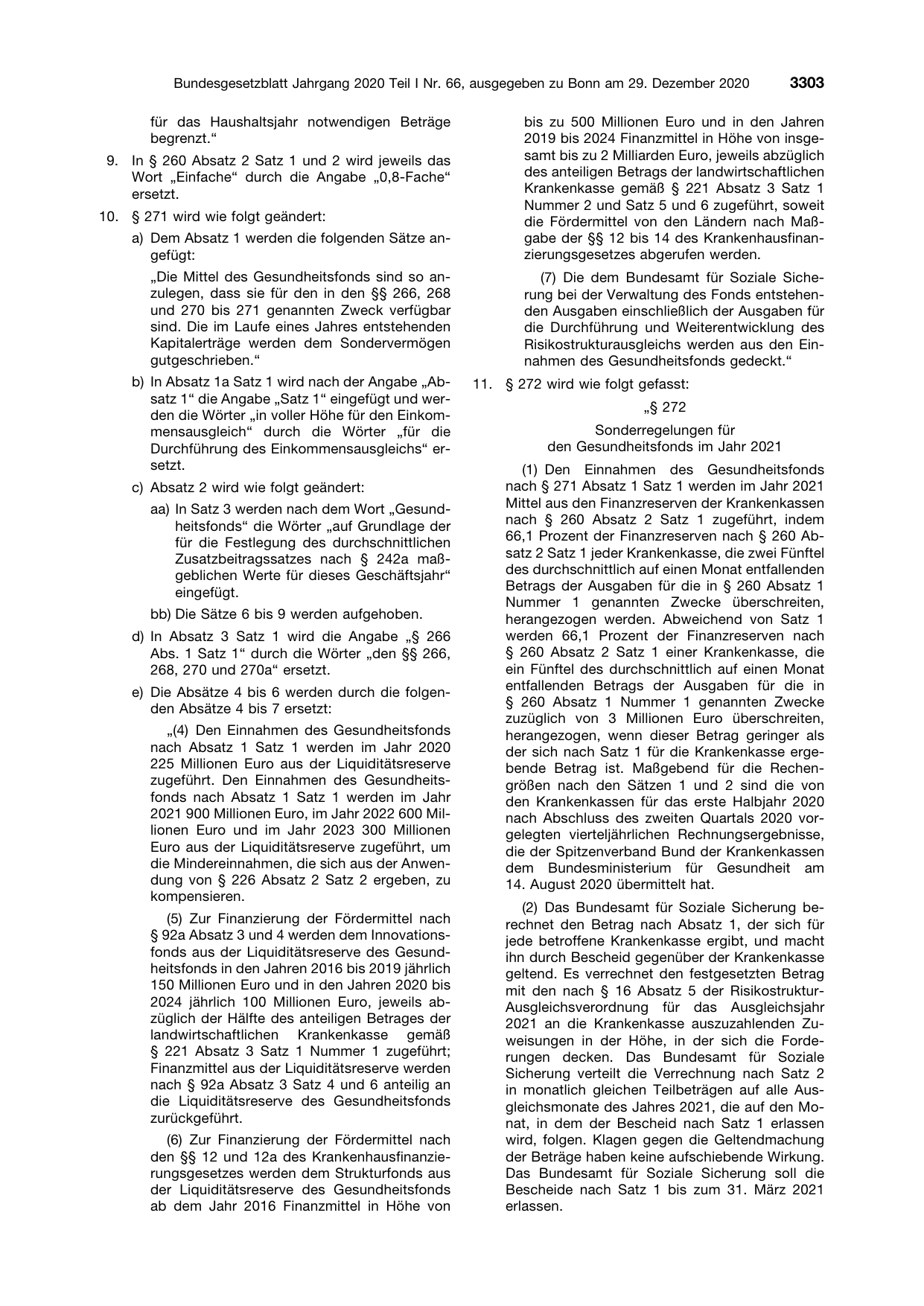 BGBl. 2020, Seite 3303 — Originalseite als Abbildung