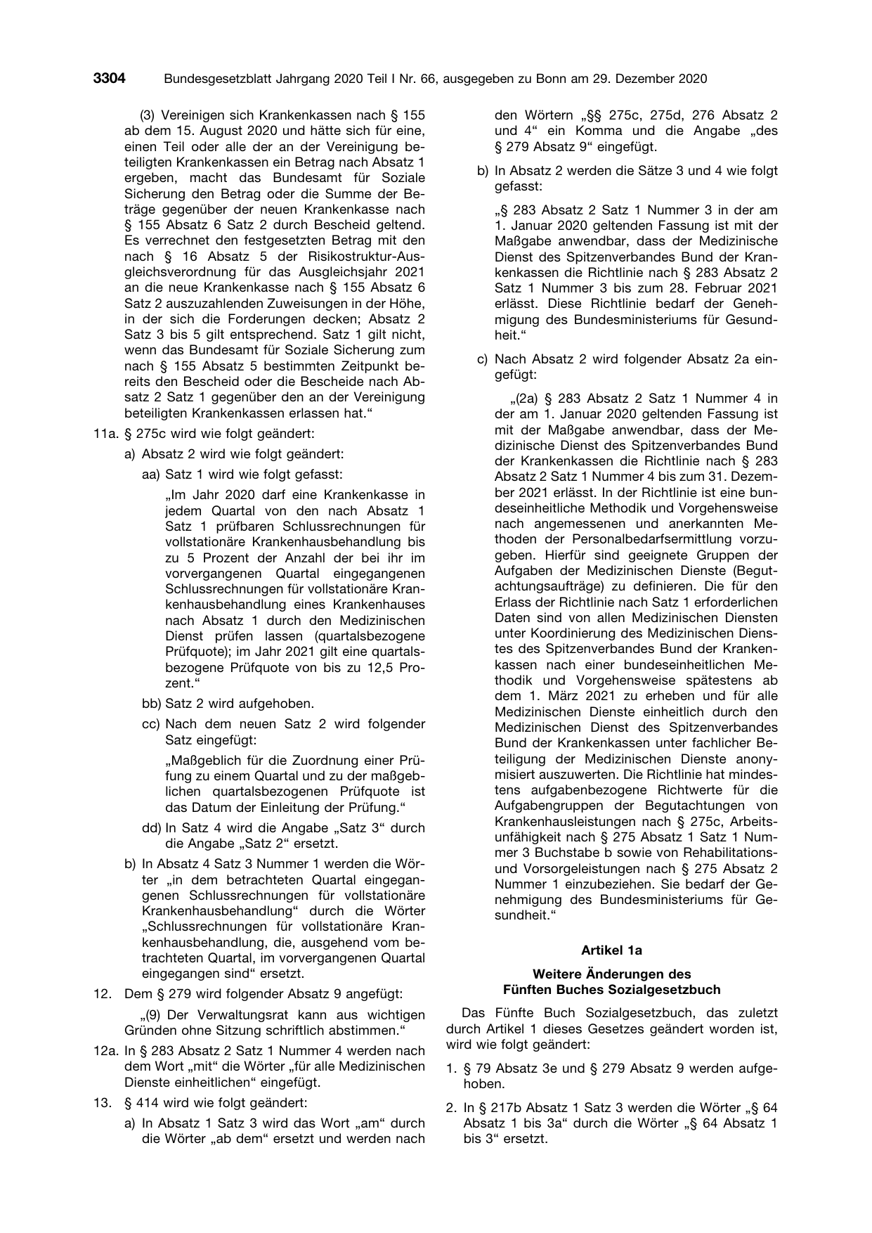 BGBl. 2020, Seite 3304 — Originalseite als Abbildung