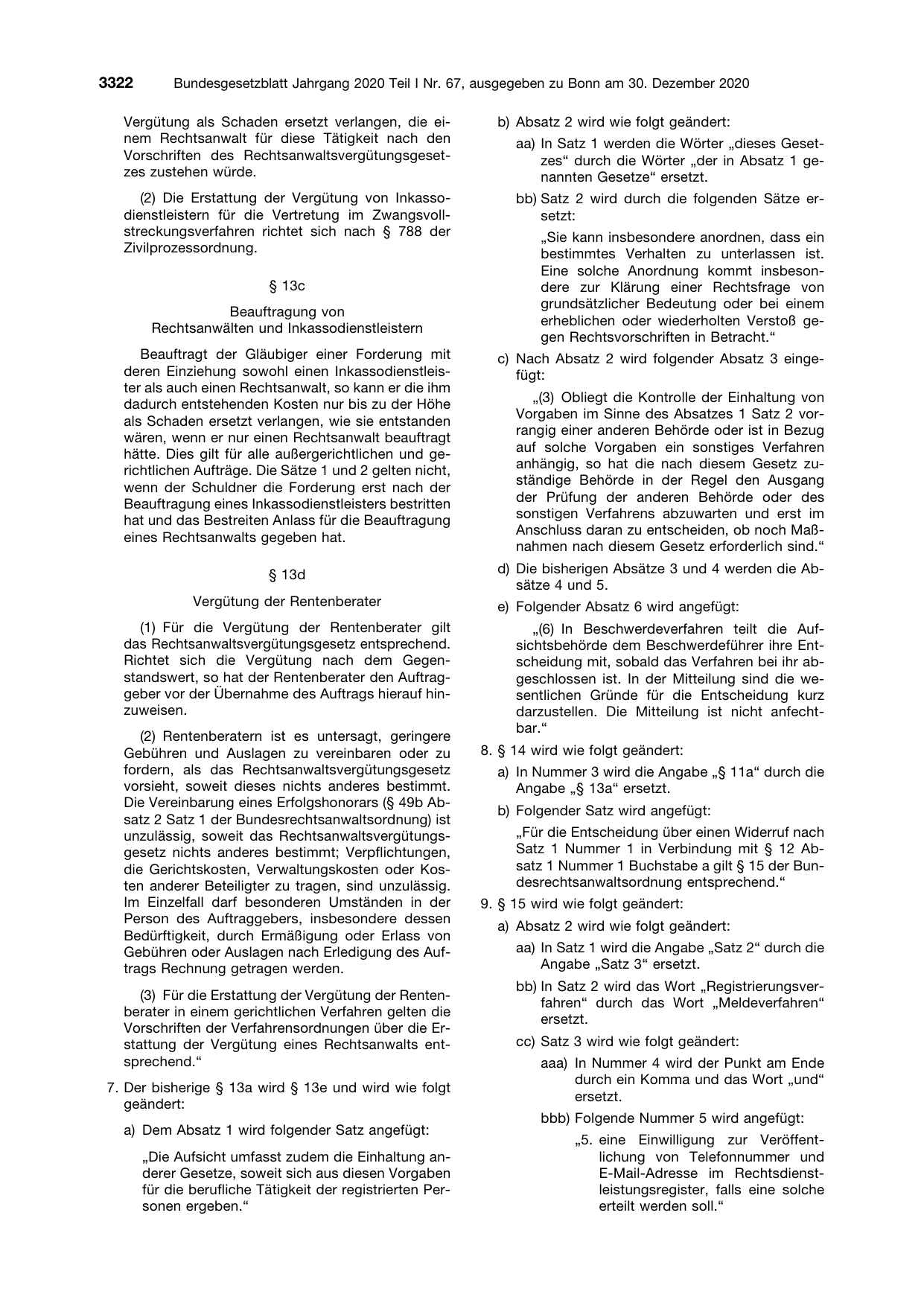BGBl. 2020, Seite 3322 — Originalseite als Abbildung