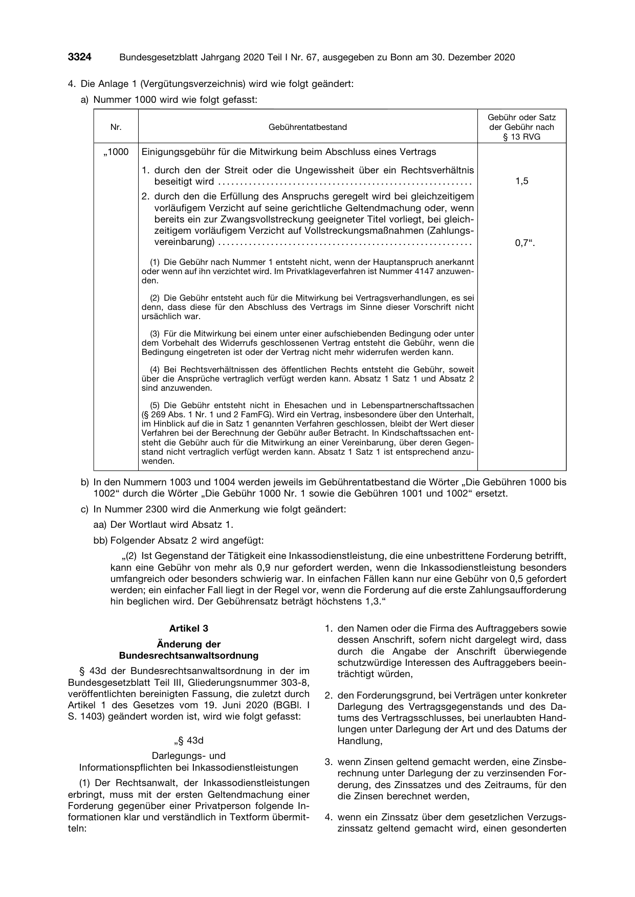 BGBl. 2020, Seite 3324 — Originalseite als Abbildung