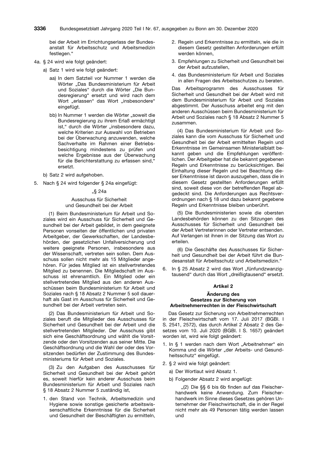 BGBl. 2020, Seite 3336 — Originalseite als Abbildung