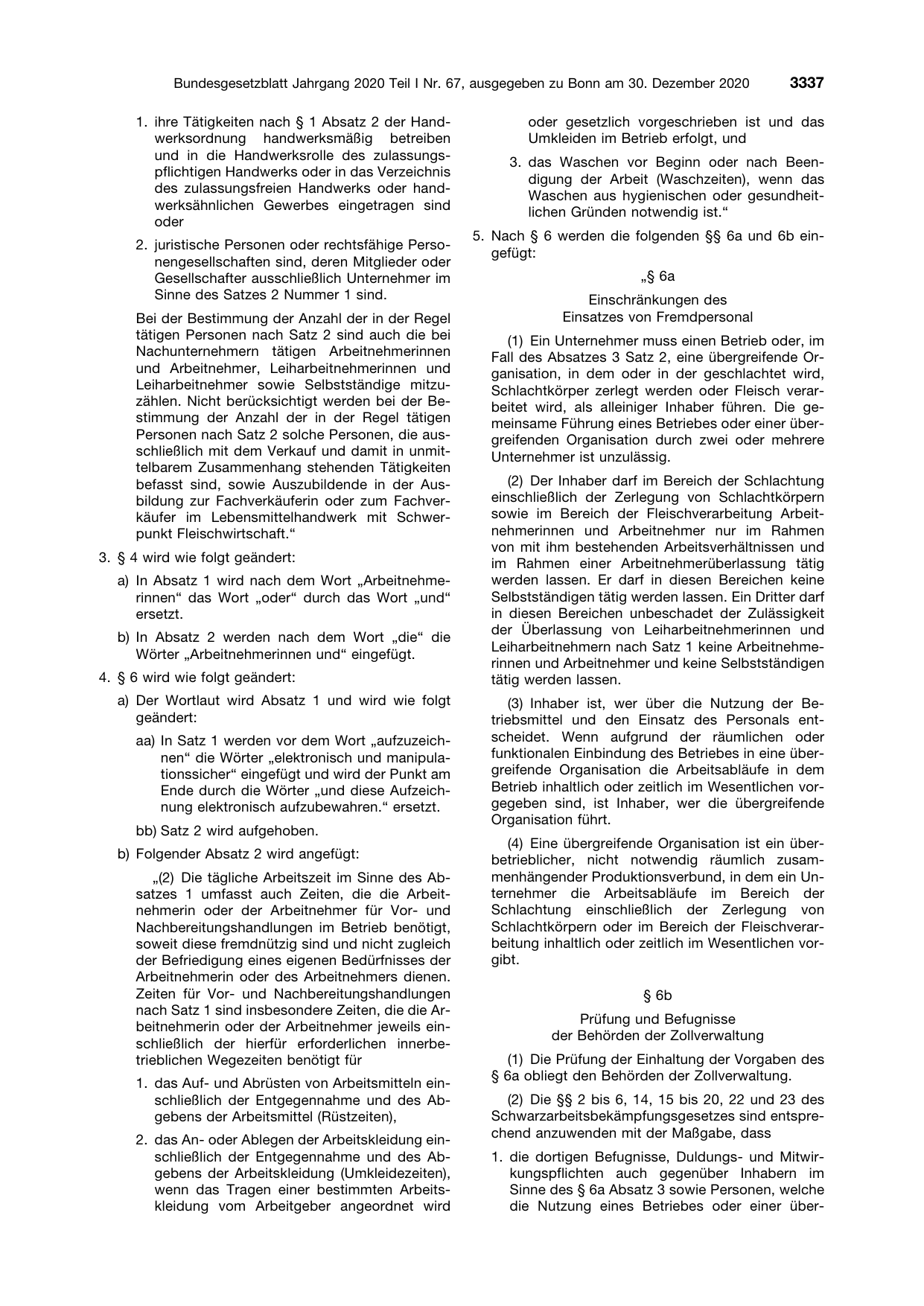 BGBl. 2020, Seite 3337 — Originalseite als Abbildung