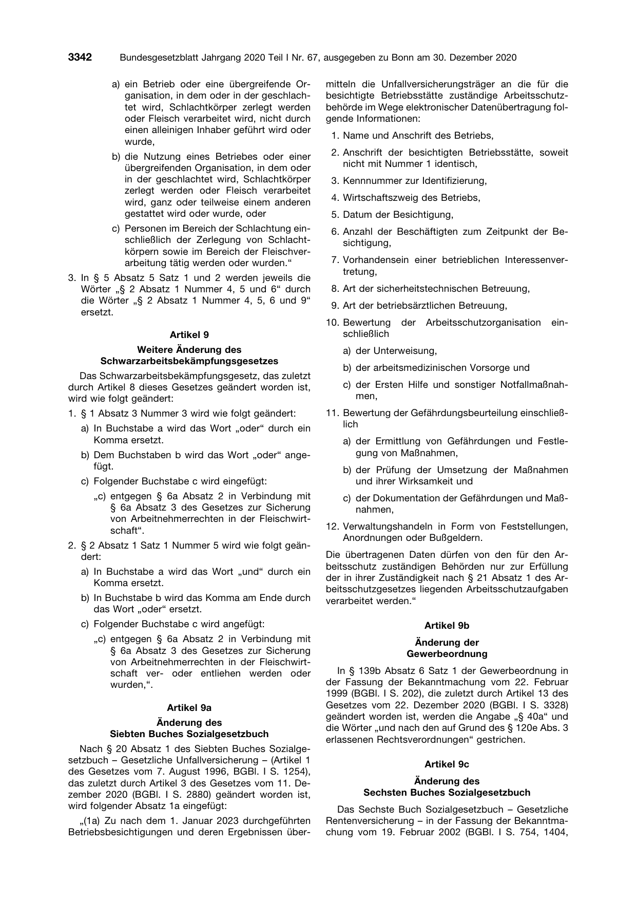 BGBl. 2020, Seite 3342 — Originalseite als Abbildung