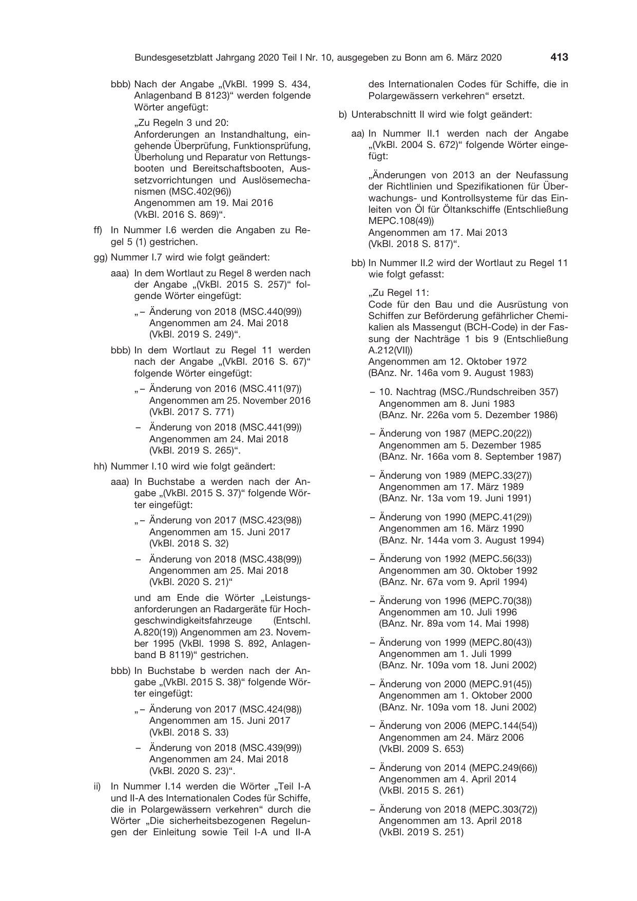 BGBl. 2020, Seite 413 — Originalseite als Abbildung