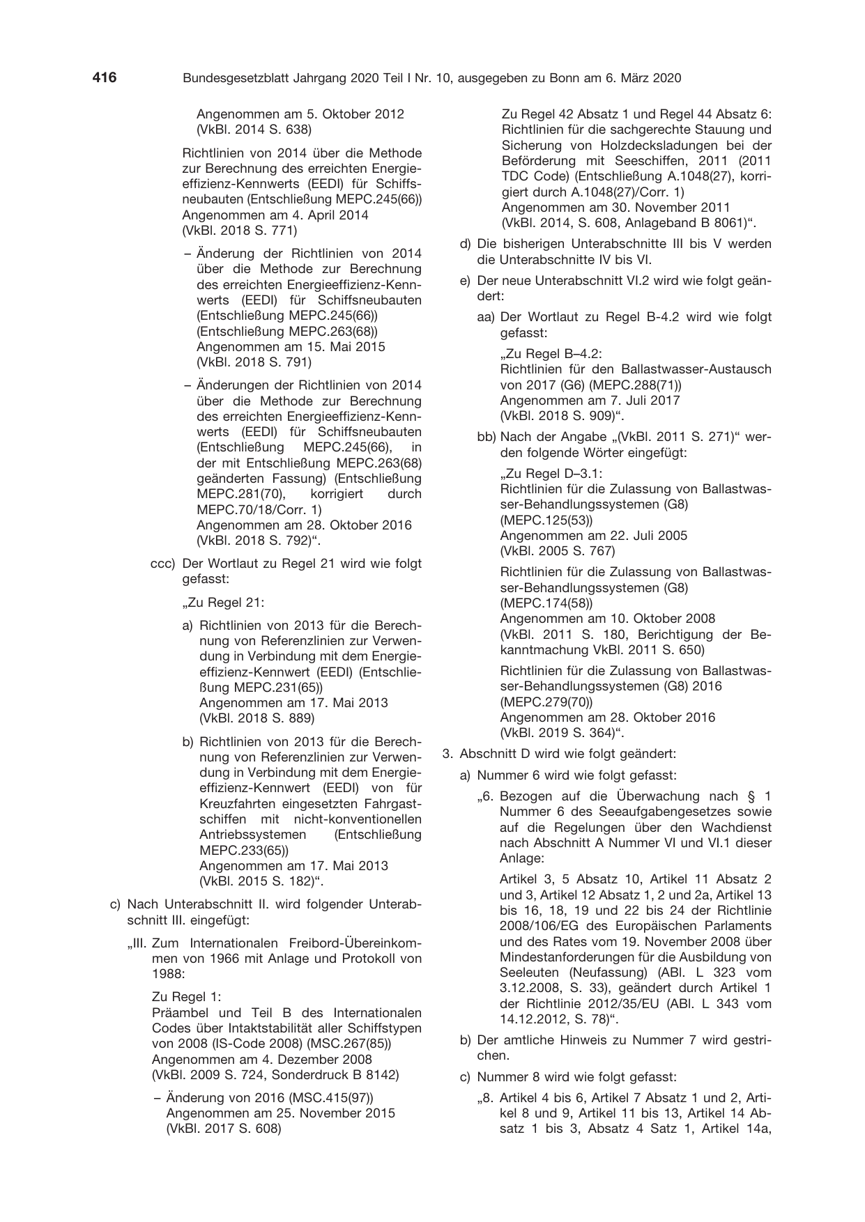 BGBl. 2020, Seite 416 — Originalseite als Abbildung
