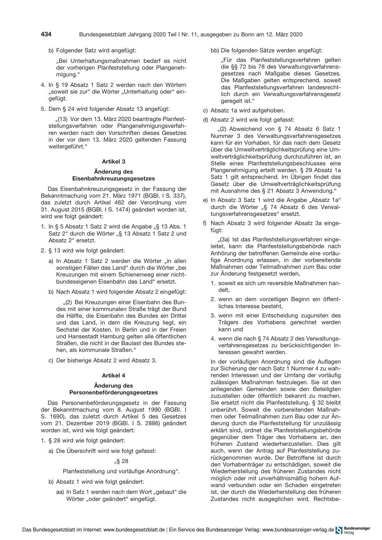 BGBl. 2020, Seite 434 — Originalseite als Abbildung