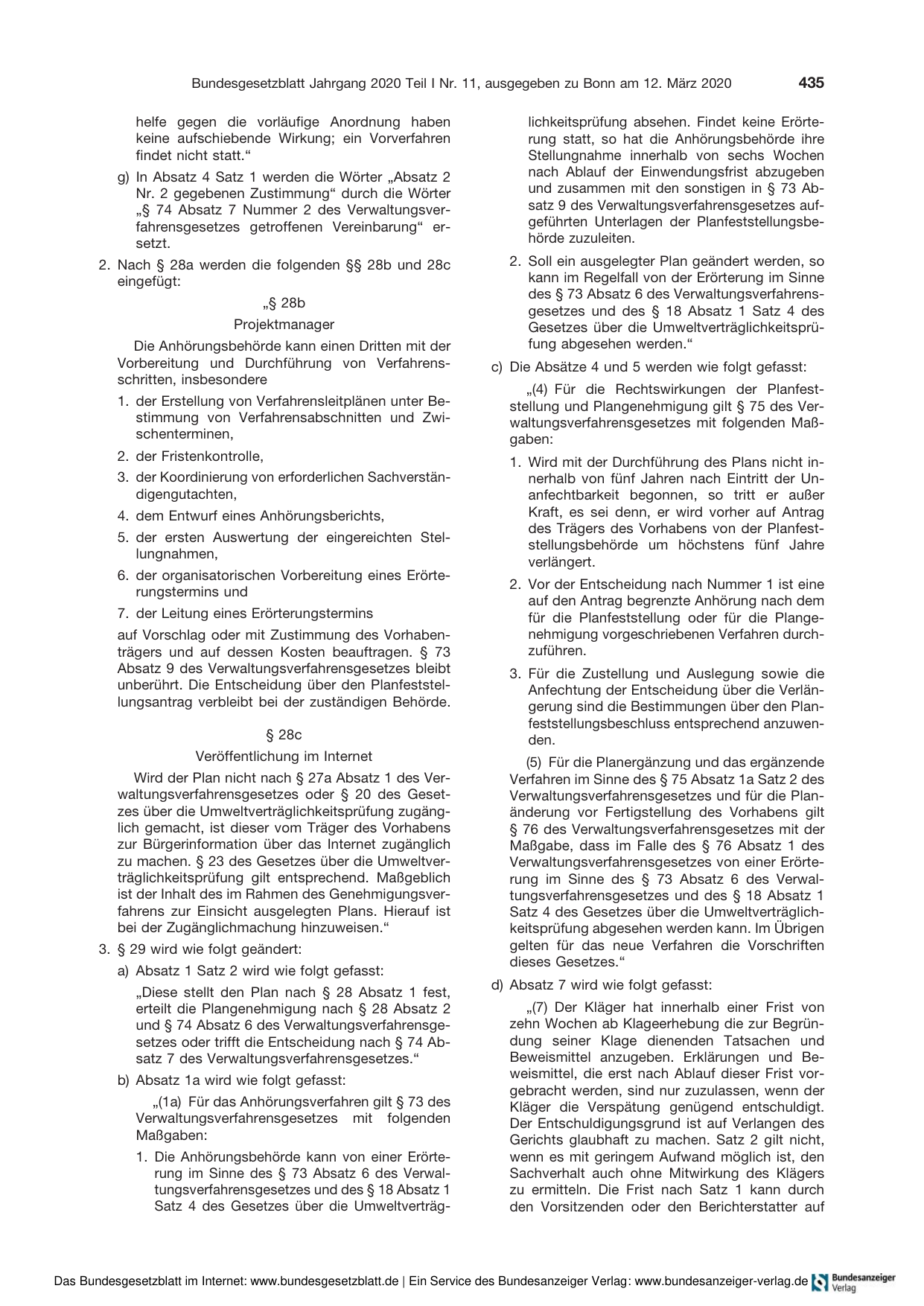 BGBl. 2020, Seite 435 — Originalseite als Abbildung