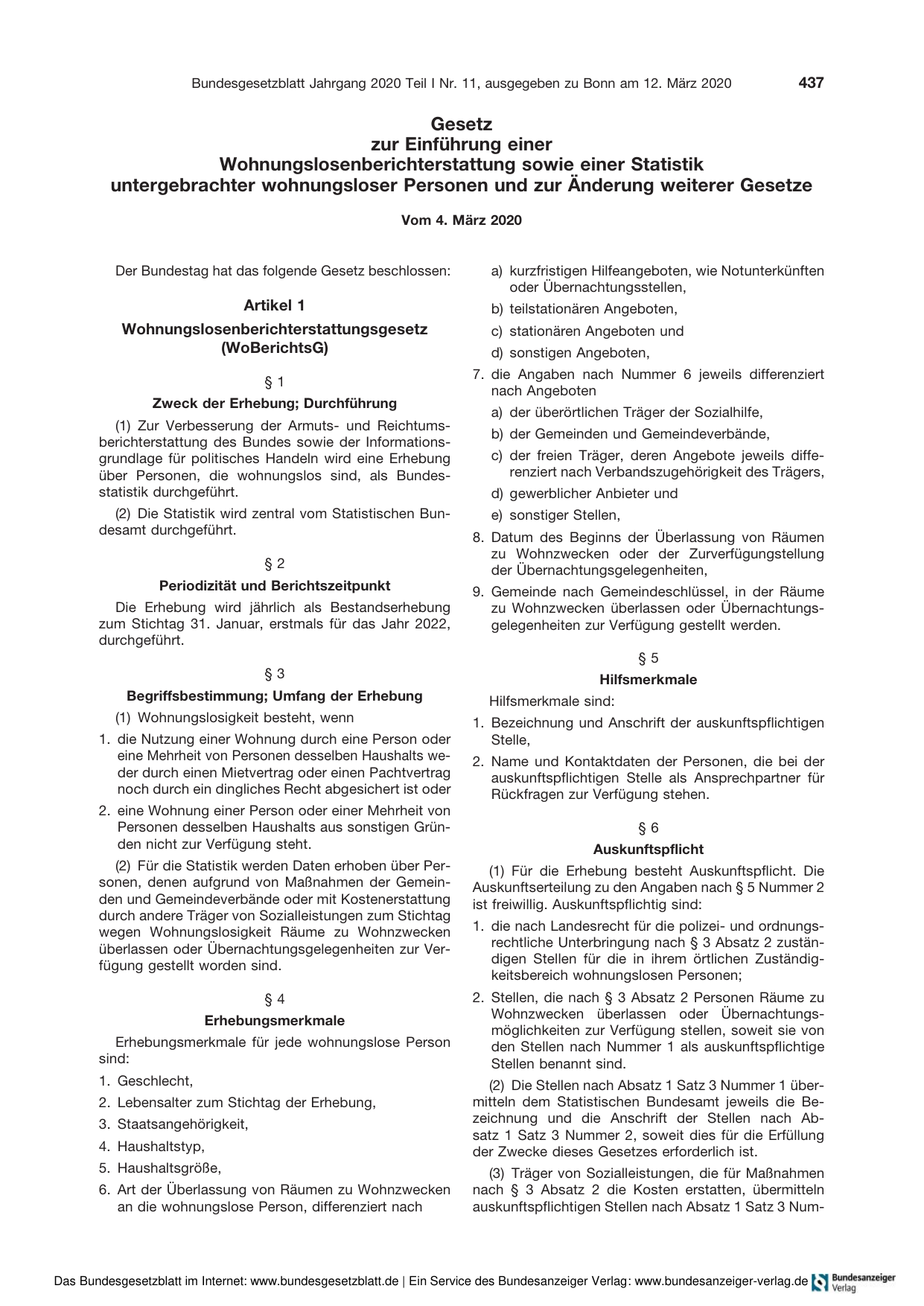 BGBl. 2020, Seite 437 — Originalseite als Abbildung