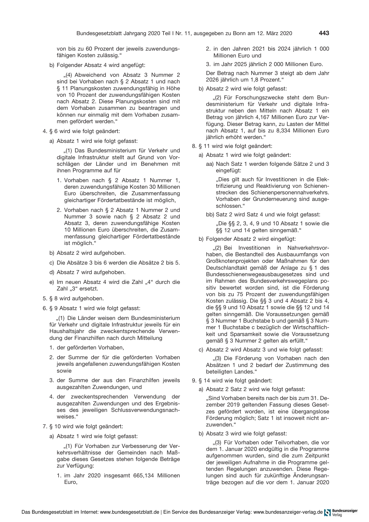 BGBl. 2020, Seite 443 — Originalseite als Abbildung