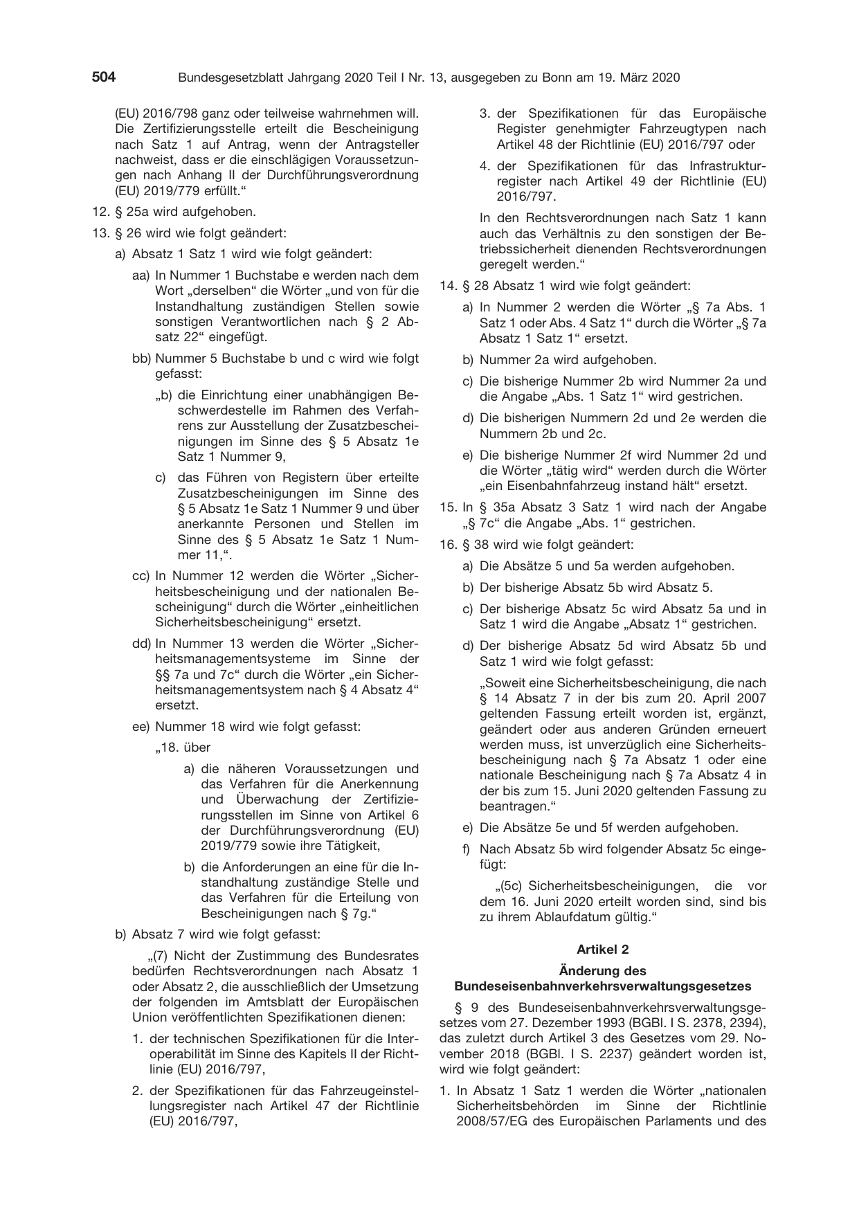 BGBl. 2020, Seite 504 — Originalseite als Abbildung