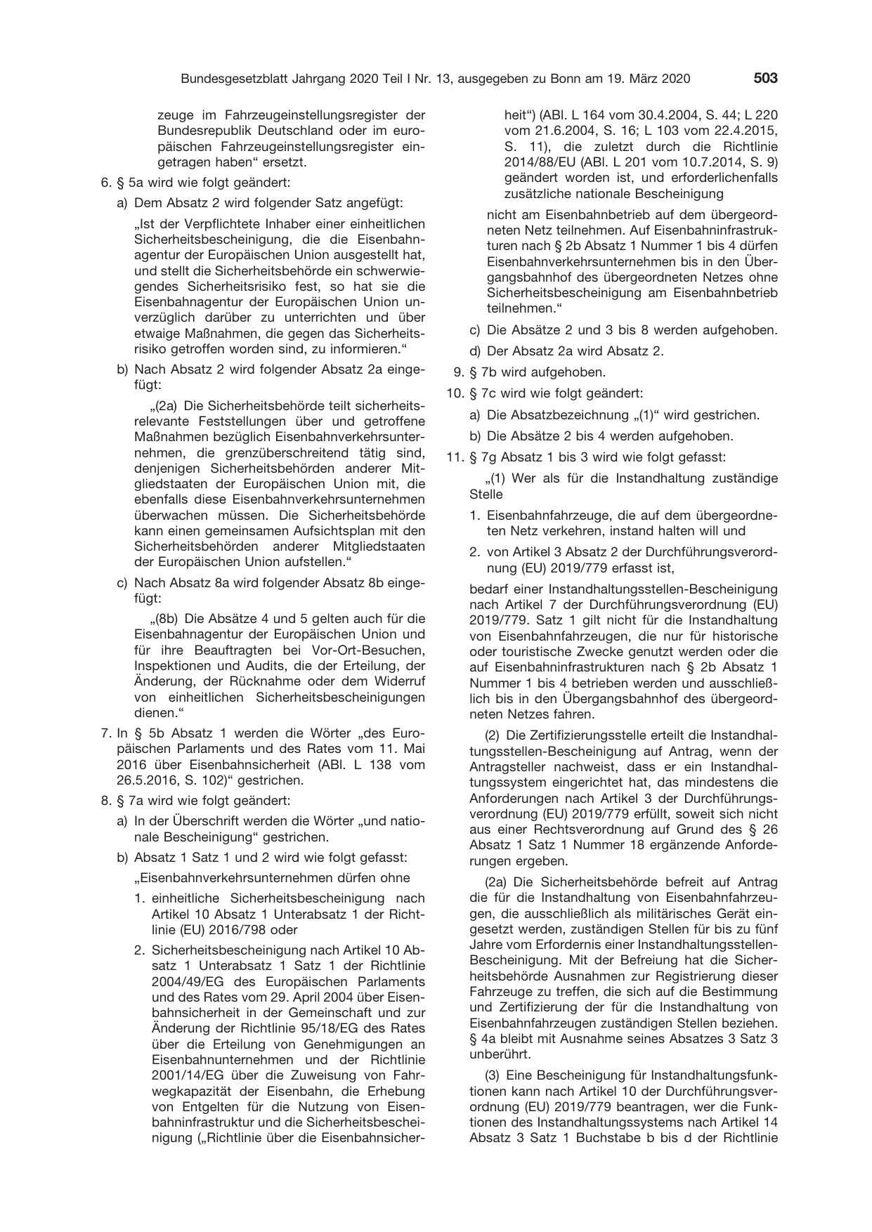BGBl. 2020, Seite 503 — Originalseite als Abbildung