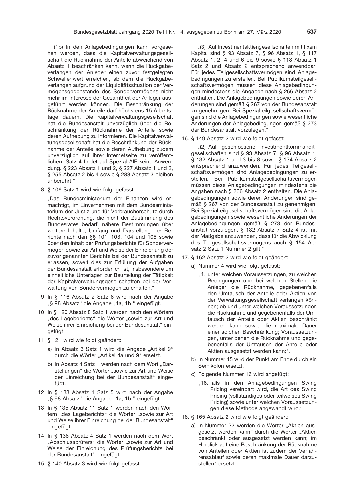 BGBl. 2020, Seite 537 — Originalseite als Abbildung