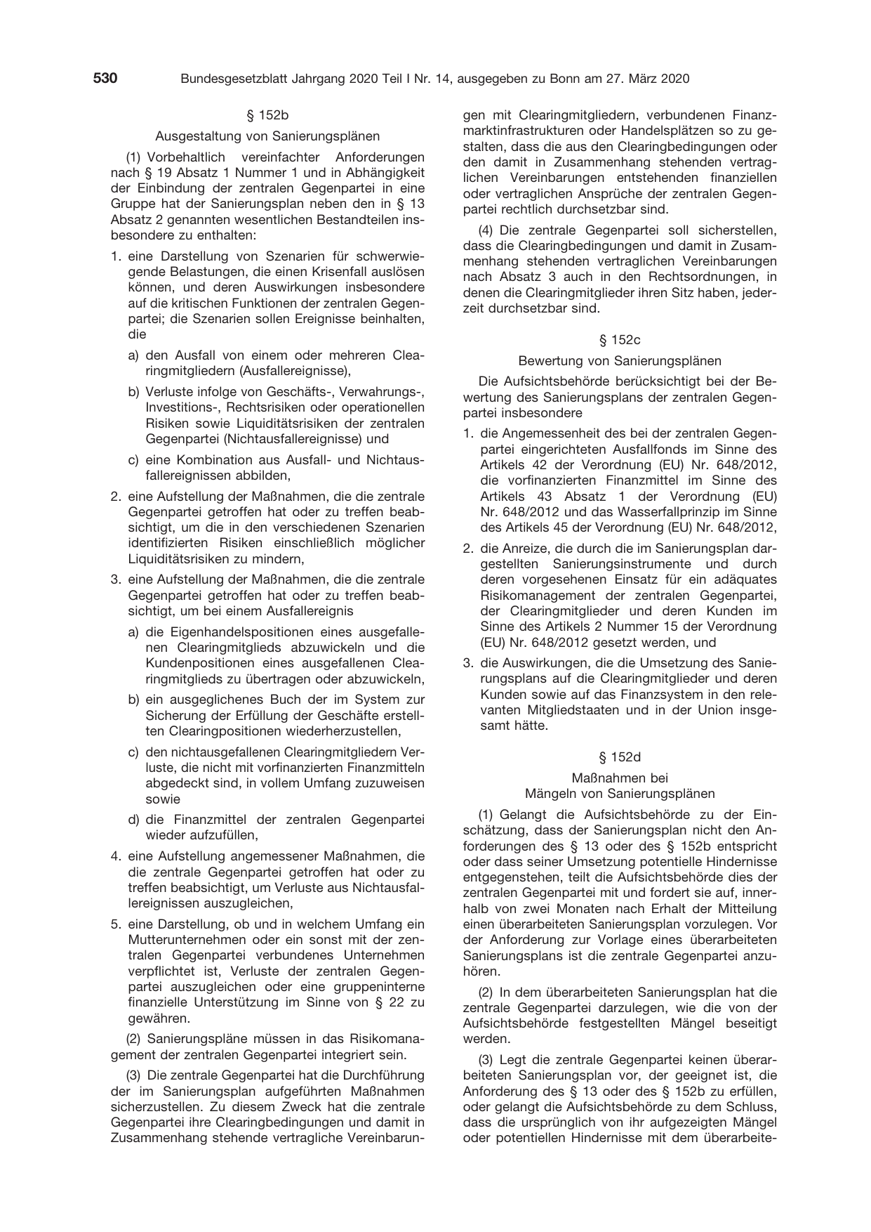 BGBl. 2020, Seite 530 — Originalseite als Abbildung