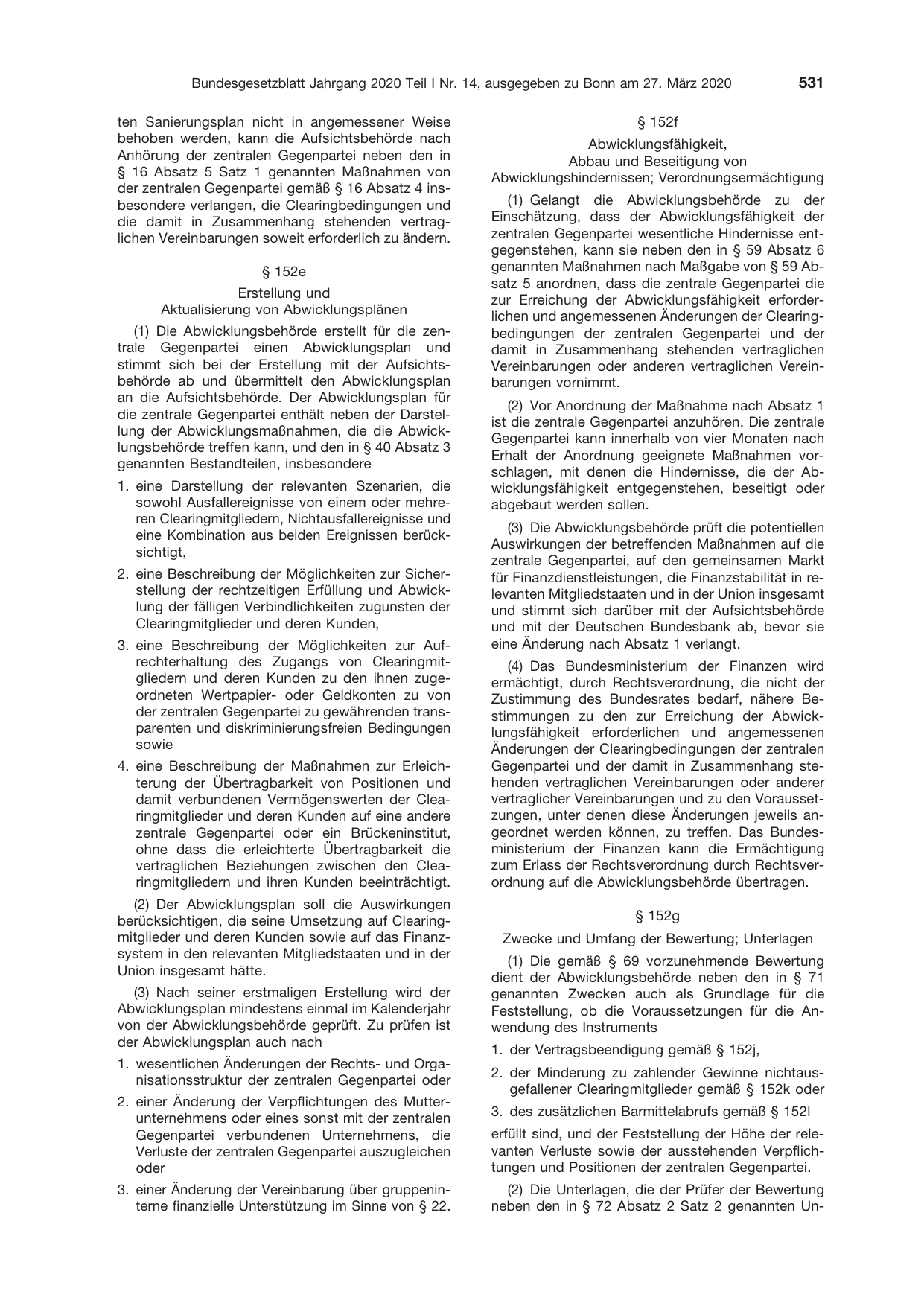 BGBl. 2020, Seite 531 — Originalseite als Abbildung