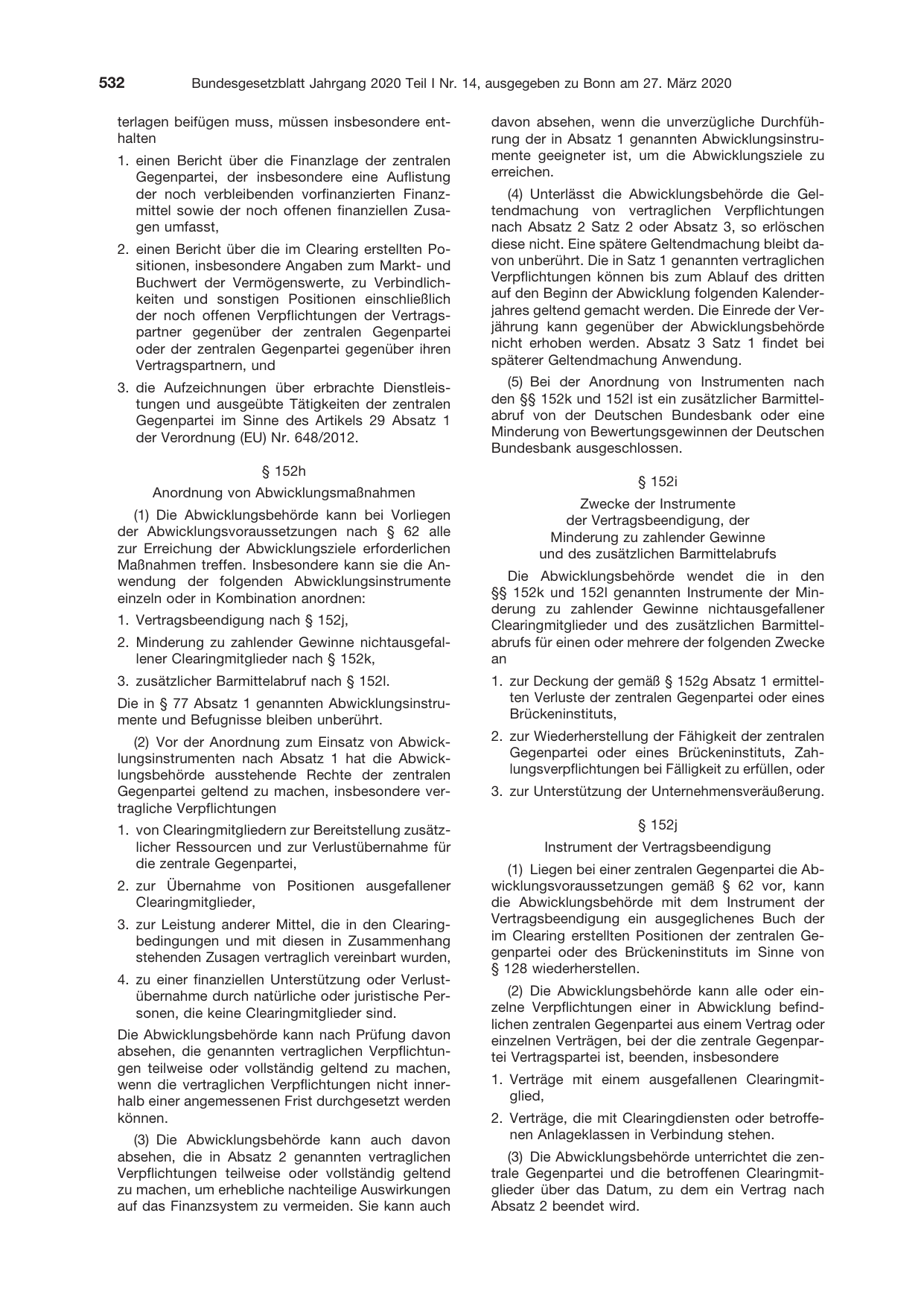 BGBl. 2020, Seite 532 — Originalseite als Abbildung