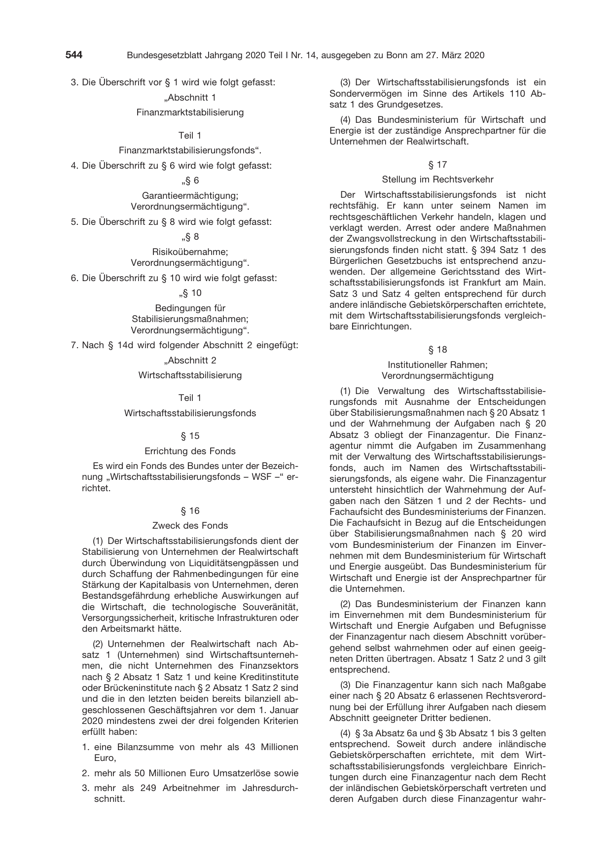 BGBl. 2020, Seite 544 — Originalseite als Abbildung