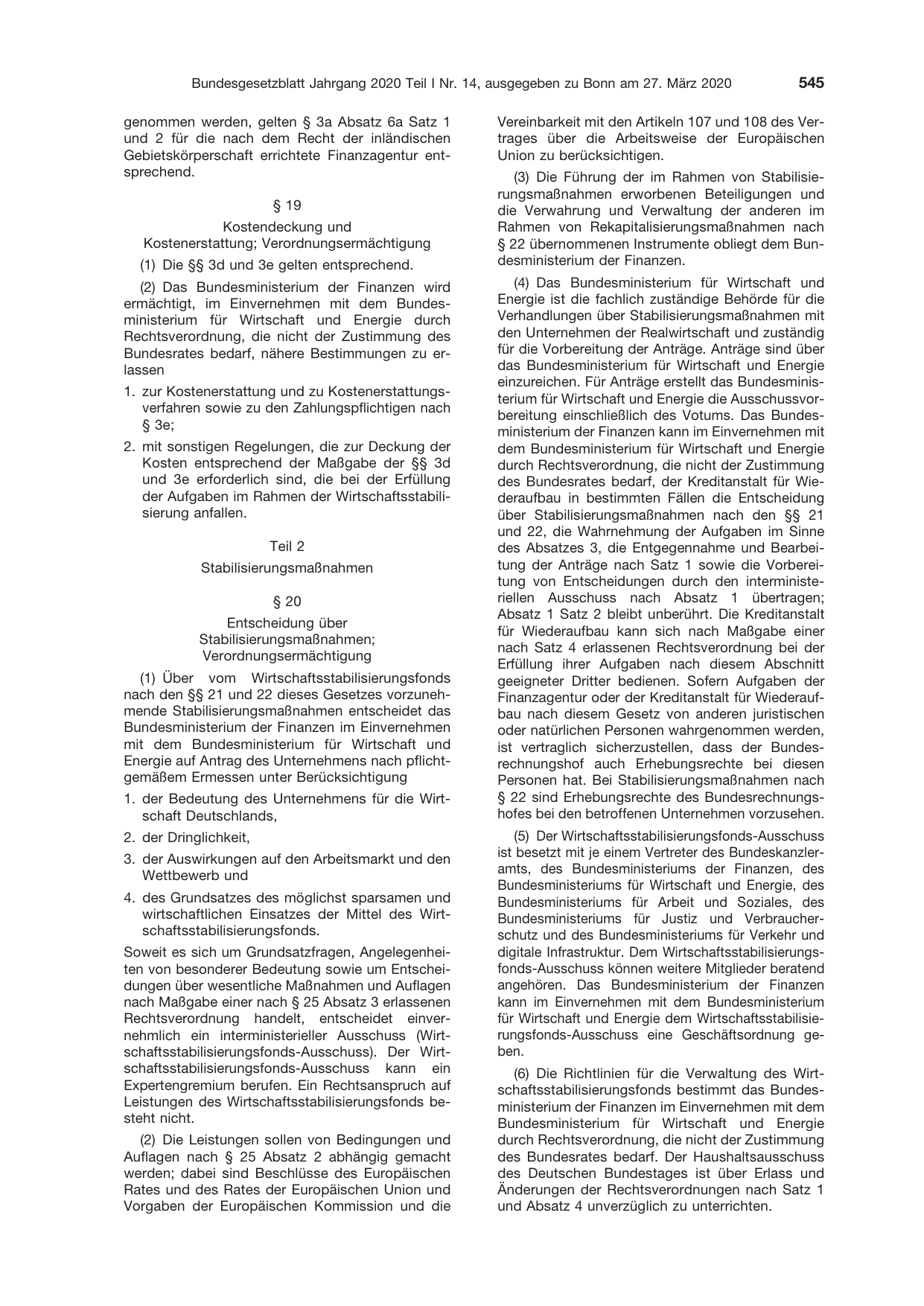 BGBl. 2020, Seite 545 — Originalseite als Abbildung