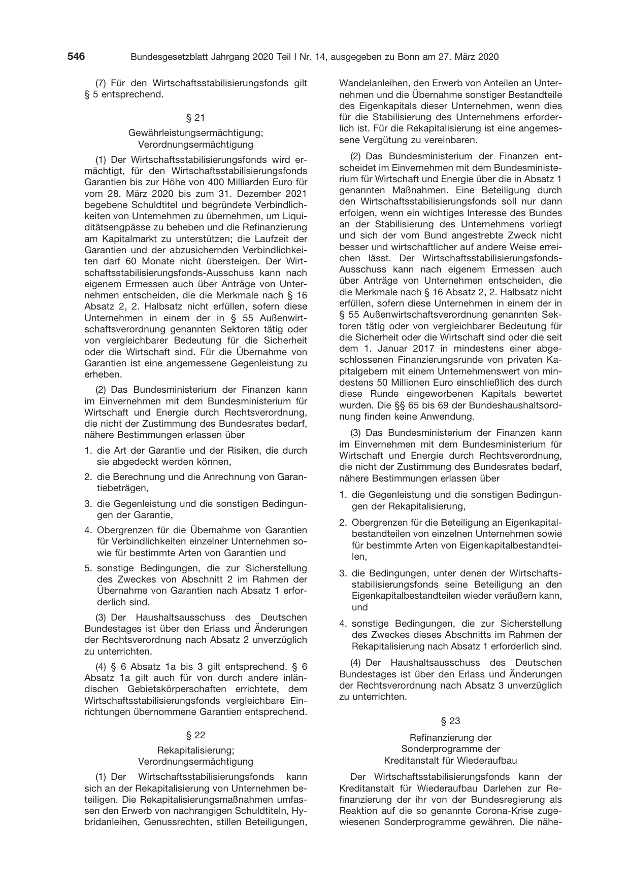 BGBl. 2020, Seite 546 — Originalseite als Abbildung