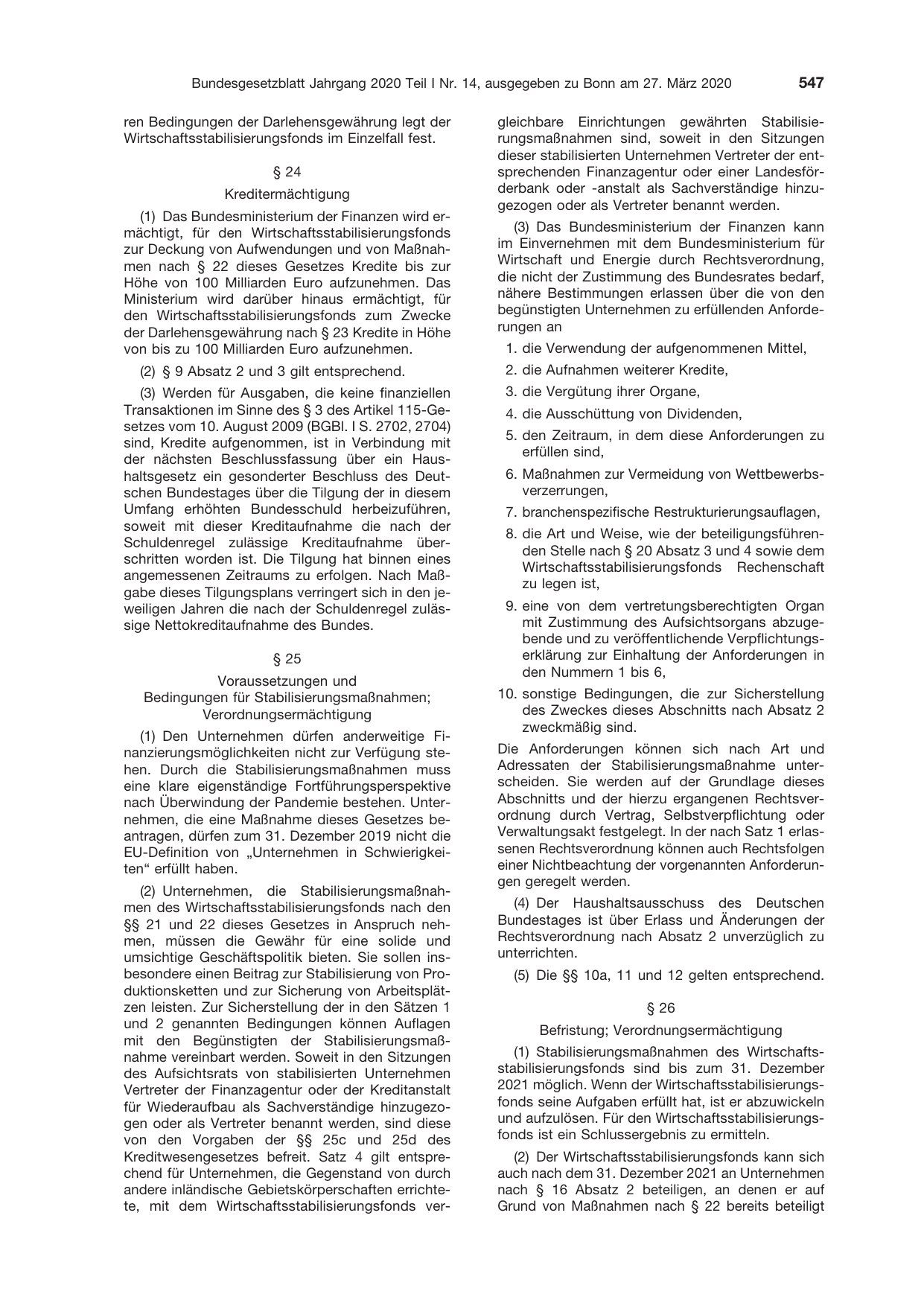 BGBl. 2020, Seite 547 — Originalseite als Abbildung