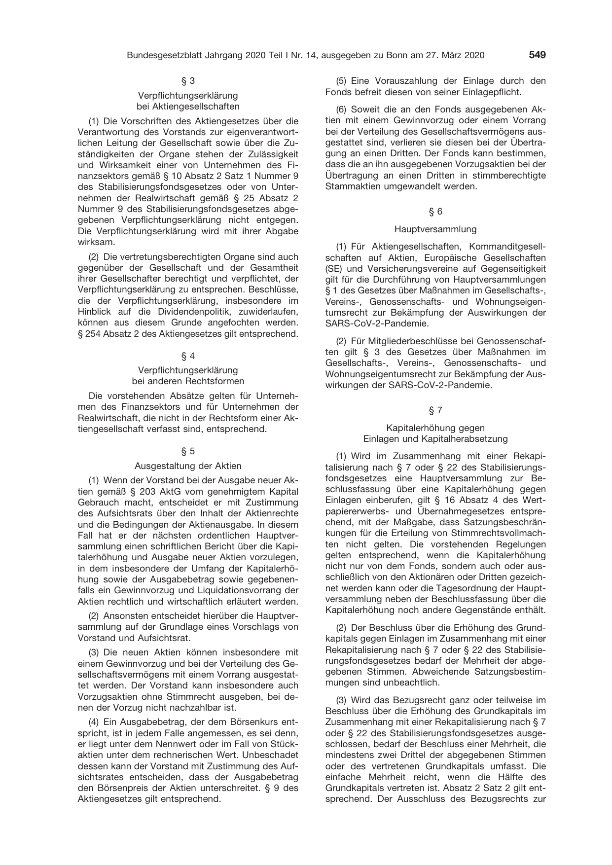 BGBl. 2020, Seite 549 — Originalseite als Abbildung