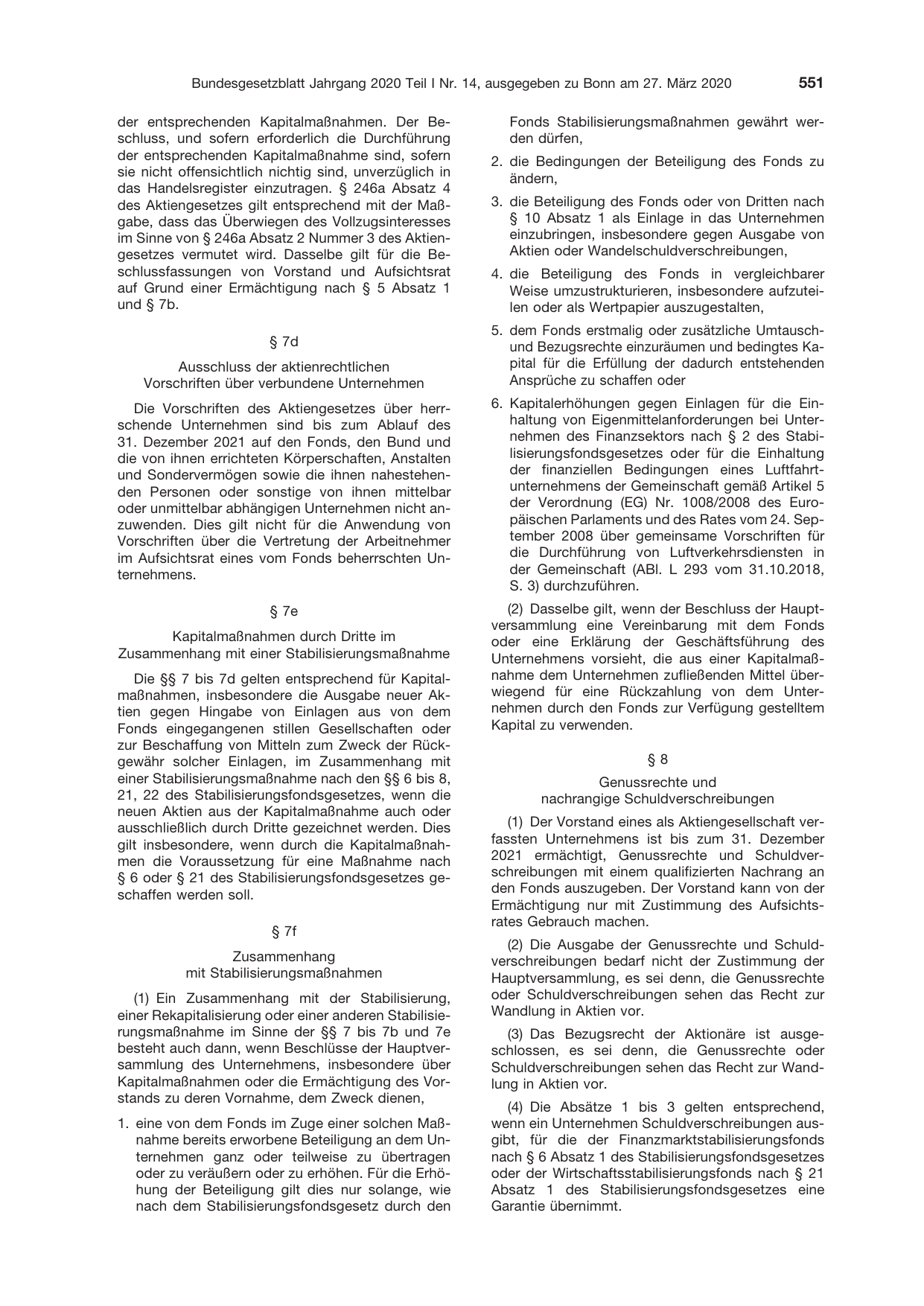 BGBl. 2020, Seite 551 — Originalseite als Abbildung