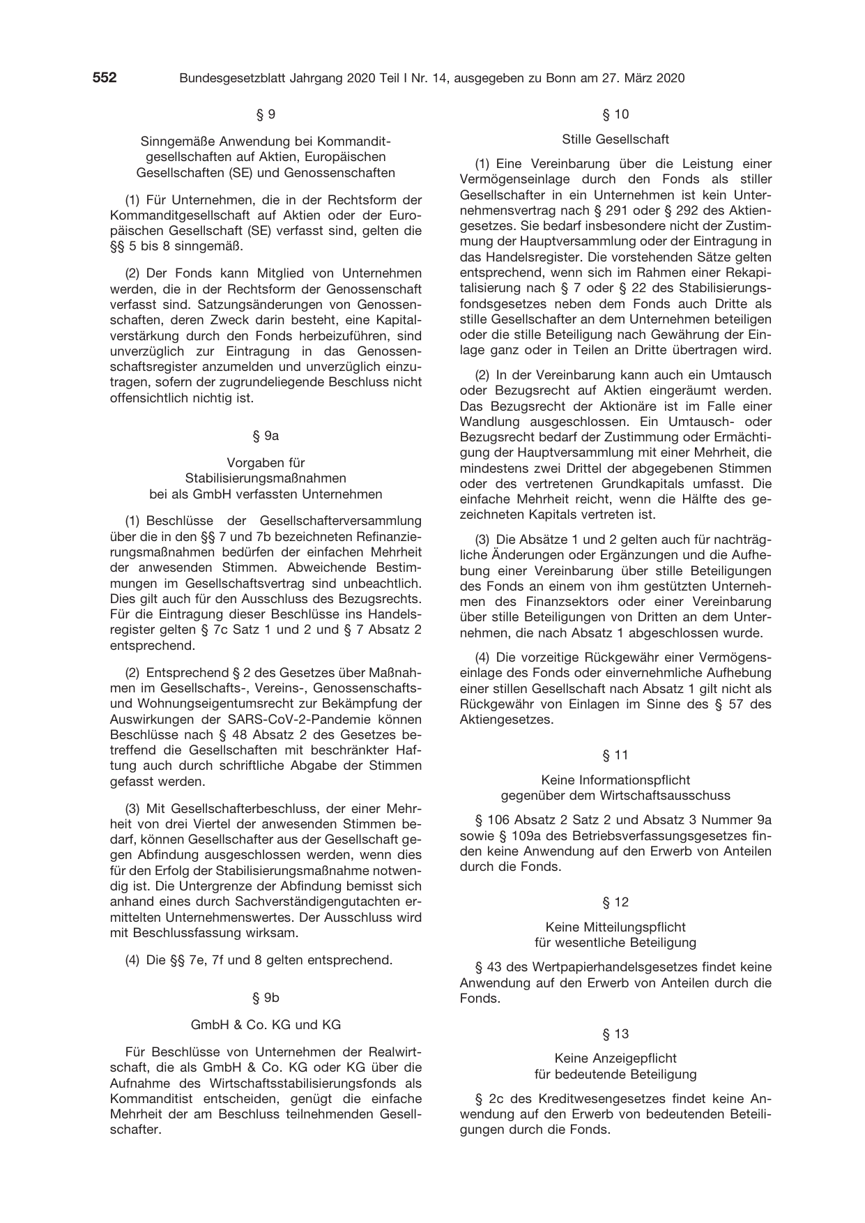 BGBl. 2020, Seite 552 — Originalseite als Abbildung