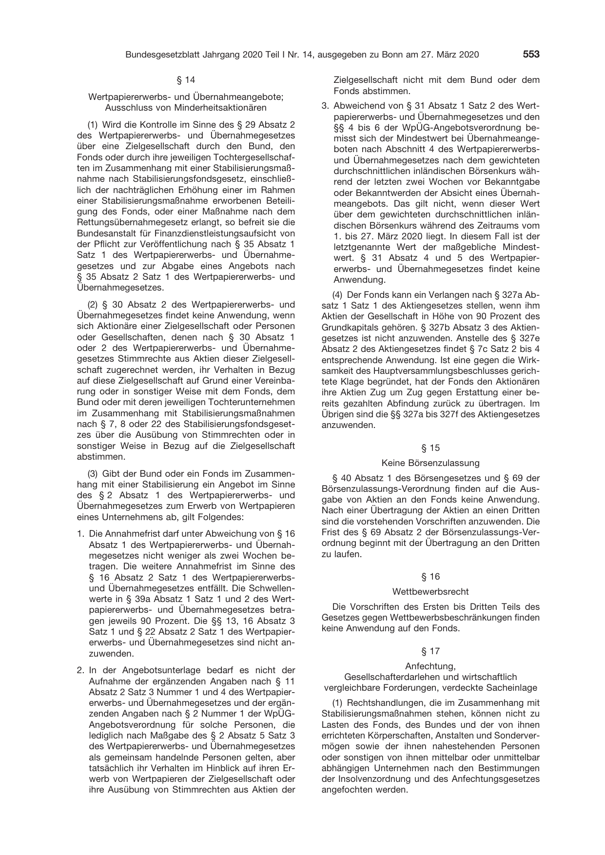 BGBl. 2020, Seite 553 — Originalseite als Abbildung