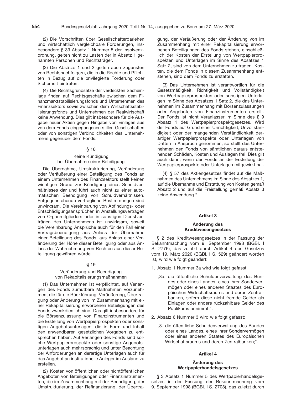 BGBl. 2020, Seite 554 — Originalseite als Abbildung