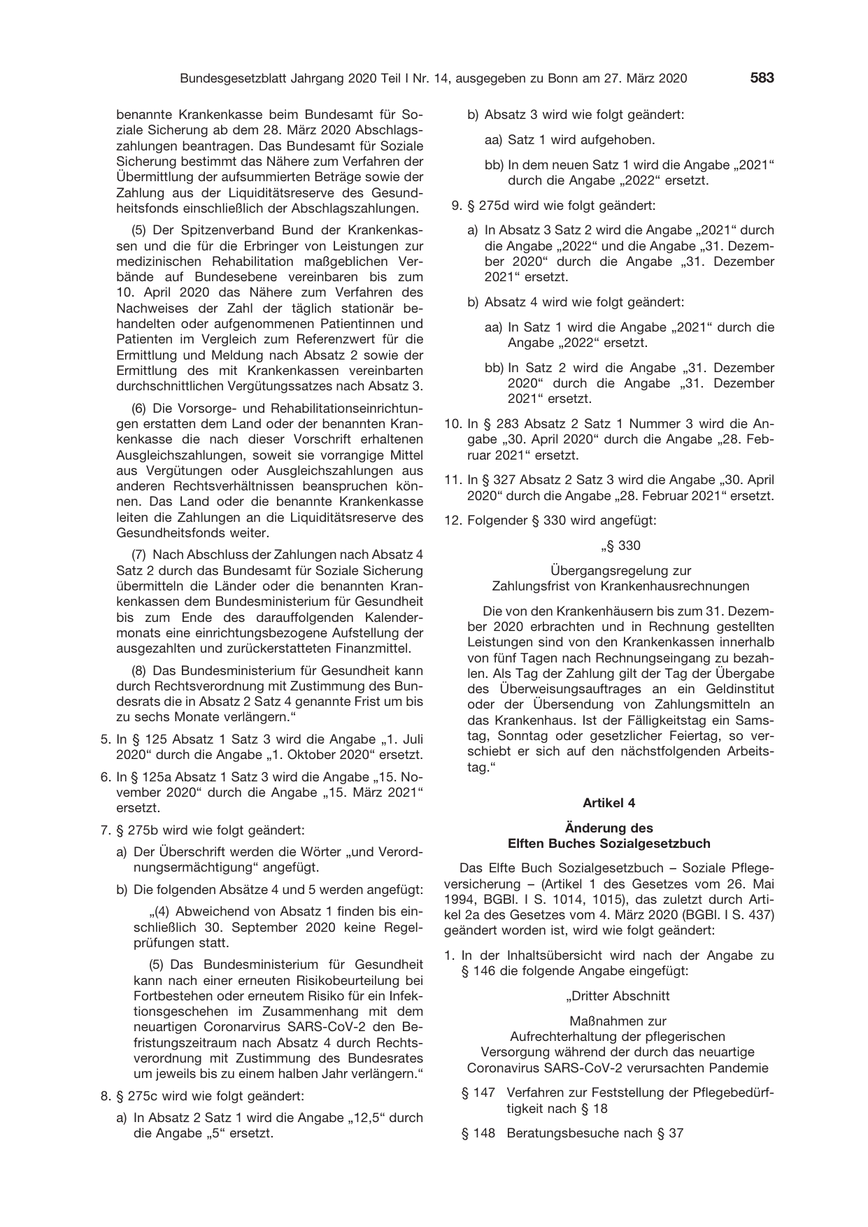 BGBl. 2020, Seite 583 — Originalseite als Abbildung