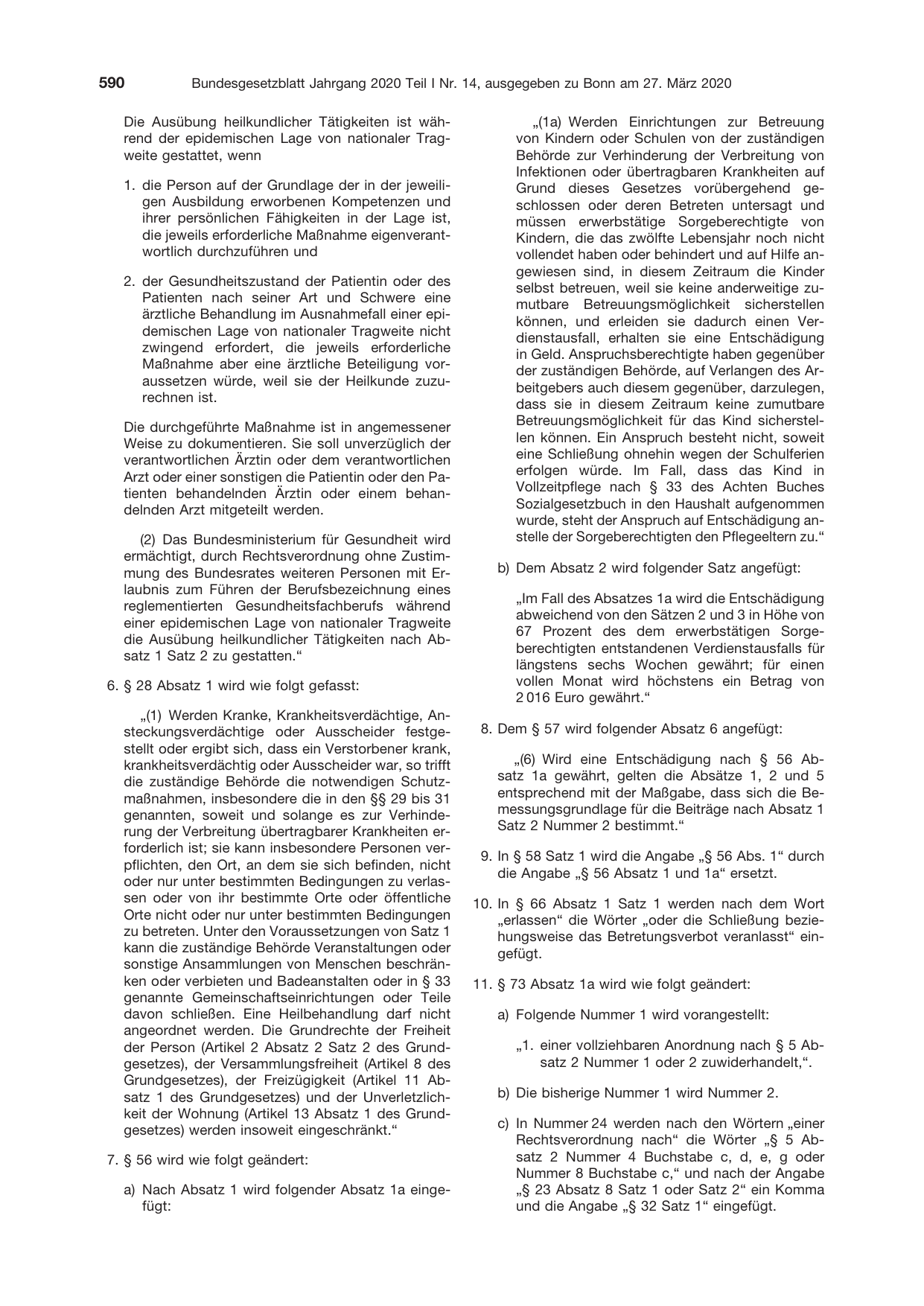BGBl. 2020, Seite 590 — Originalseite als Abbildung