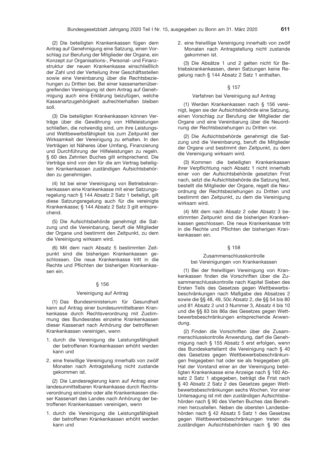 BGBl. 2020, Seite 611 — Originalseite als Abbildung