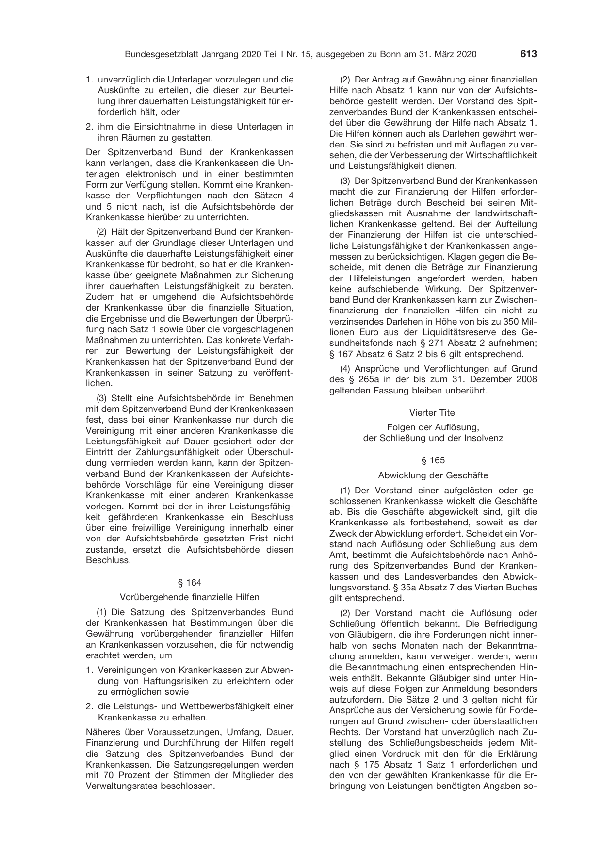 BGBl. 2020, Seite 613 — Originalseite als Abbildung