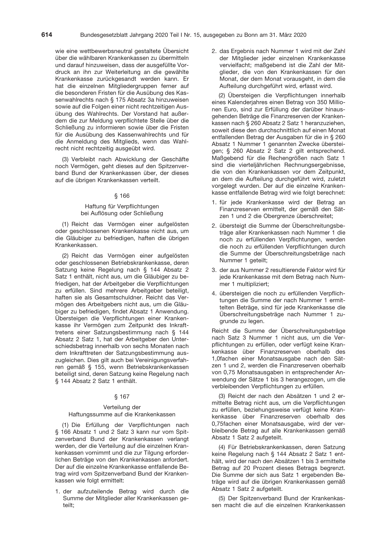 BGBl. 2020, Seite 614 — Originalseite als Abbildung