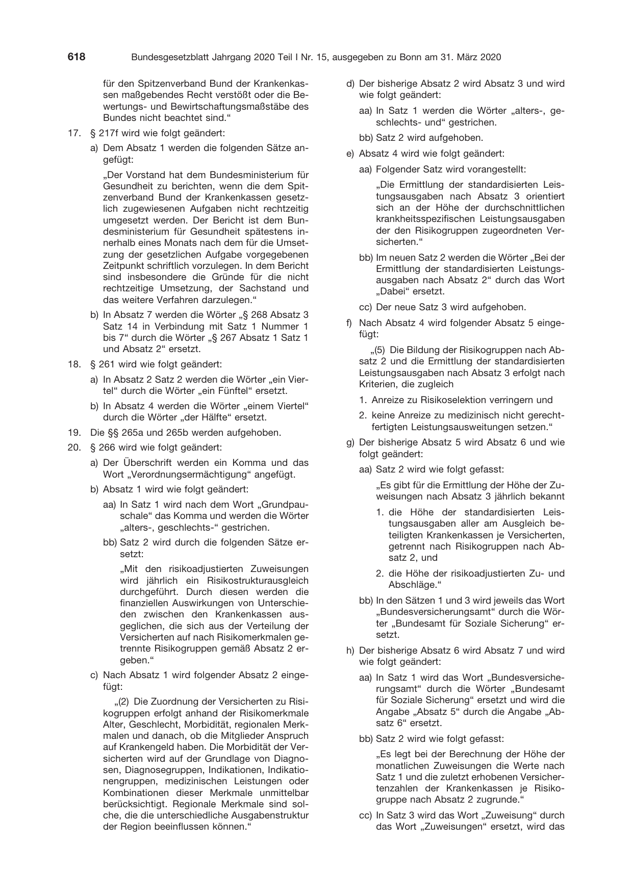 BGBl. 2020, Seite 618 — Originalseite als Abbildung