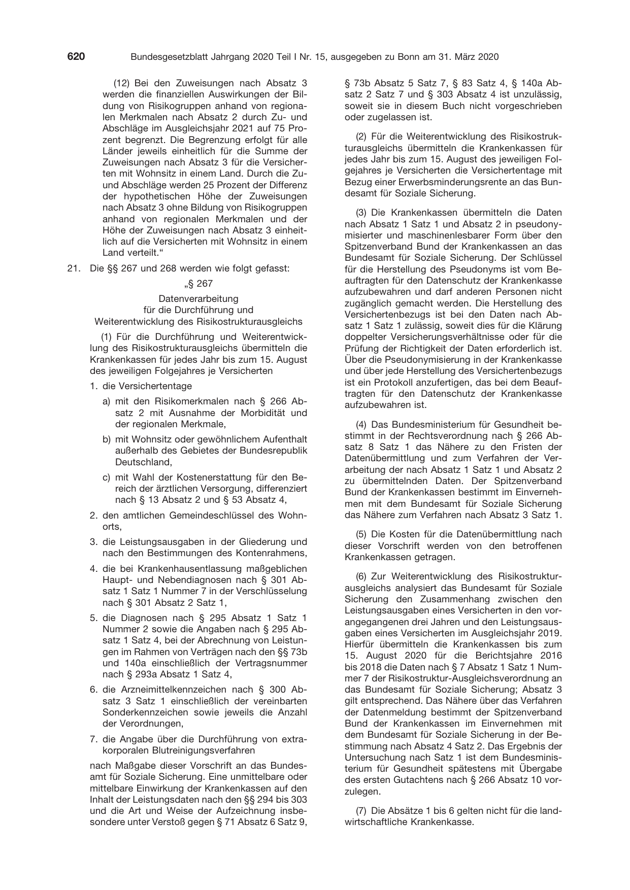 BGBl. 2020, Seite 620 — Originalseite als Abbildung