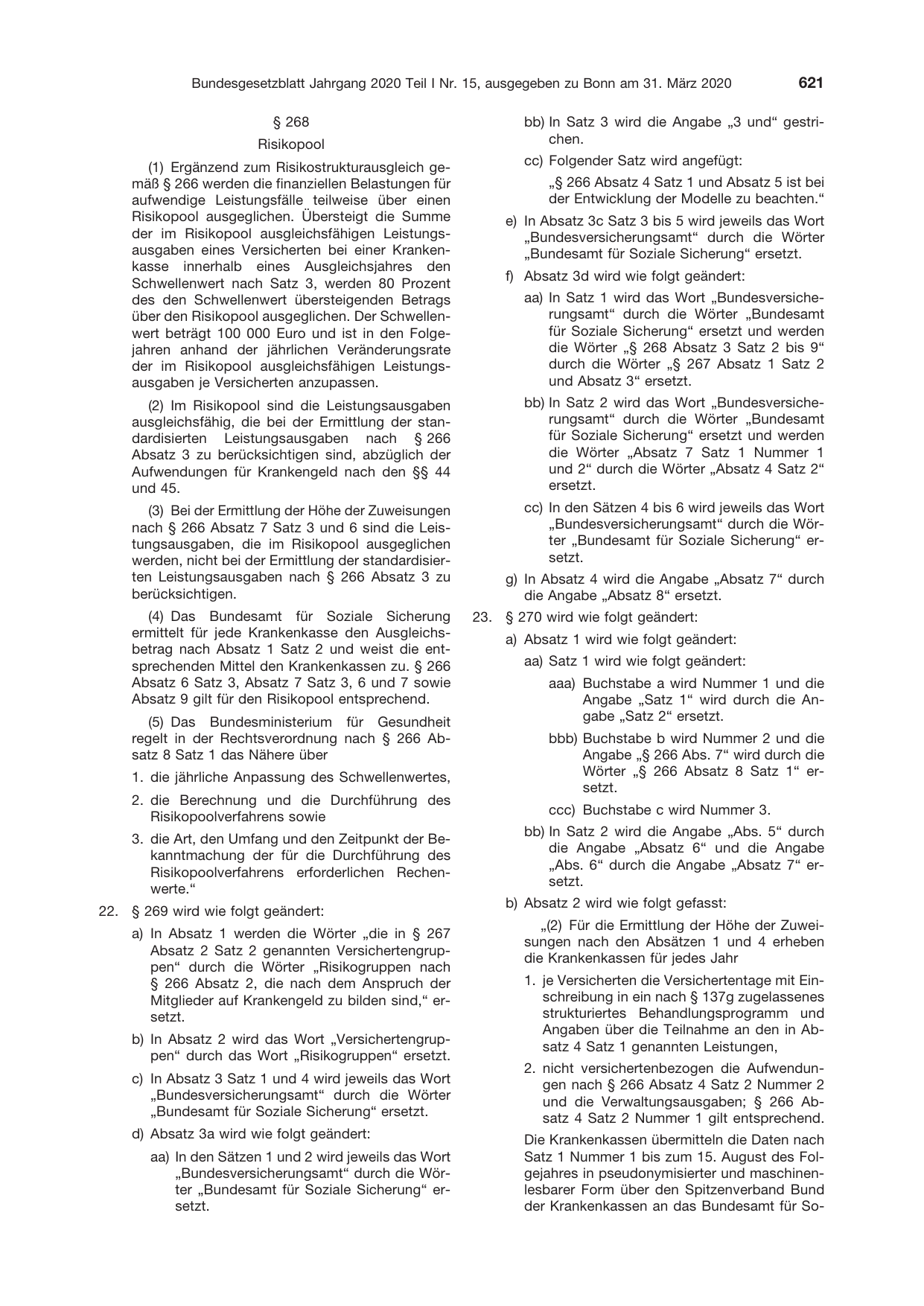 BGBl. 2020, Seite 621 — Originalseite als Abbildung