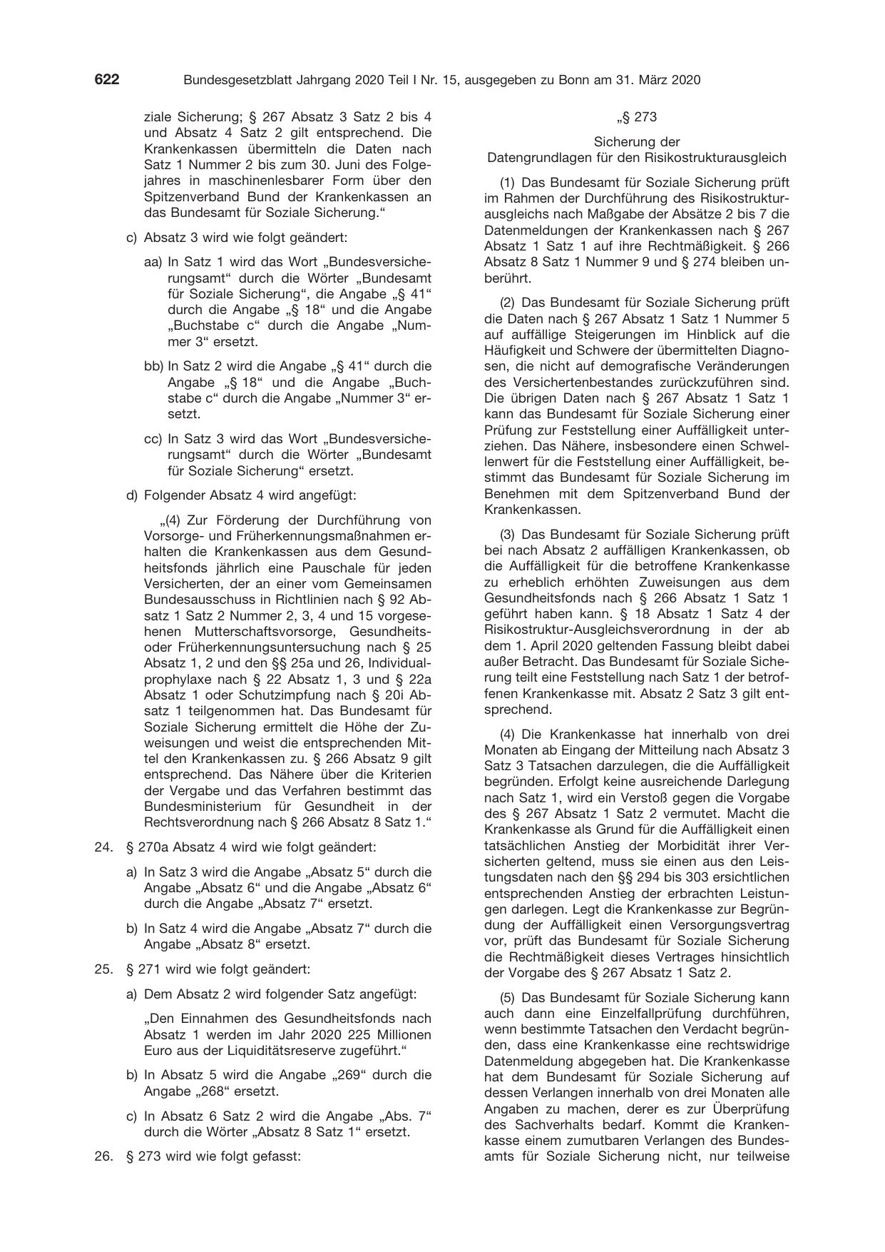 BGBl. 2020, Seite 622 — Originalseite als Abbildung