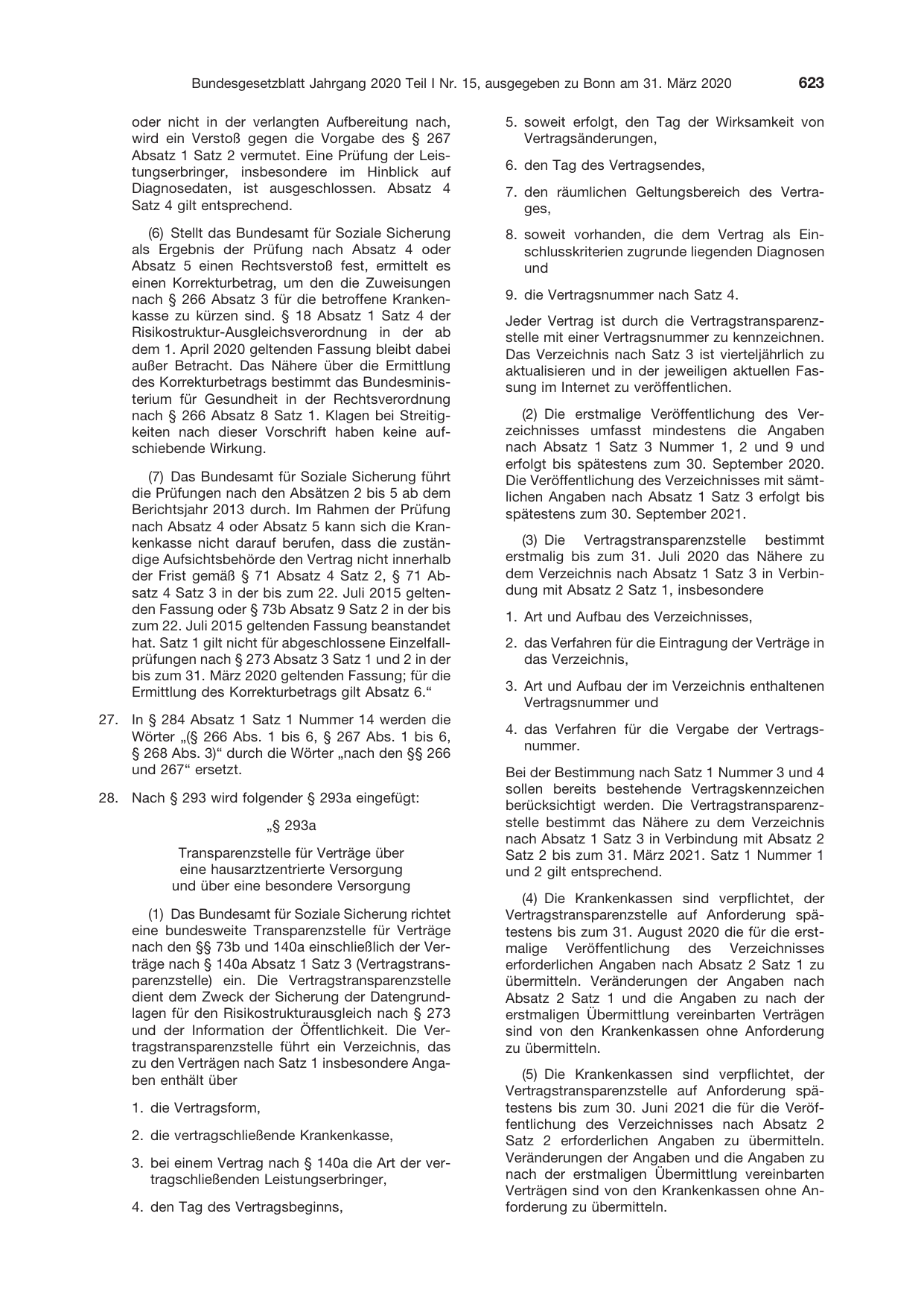 BGBl. 2020, Seite 623 — Originalseite als Abbildung