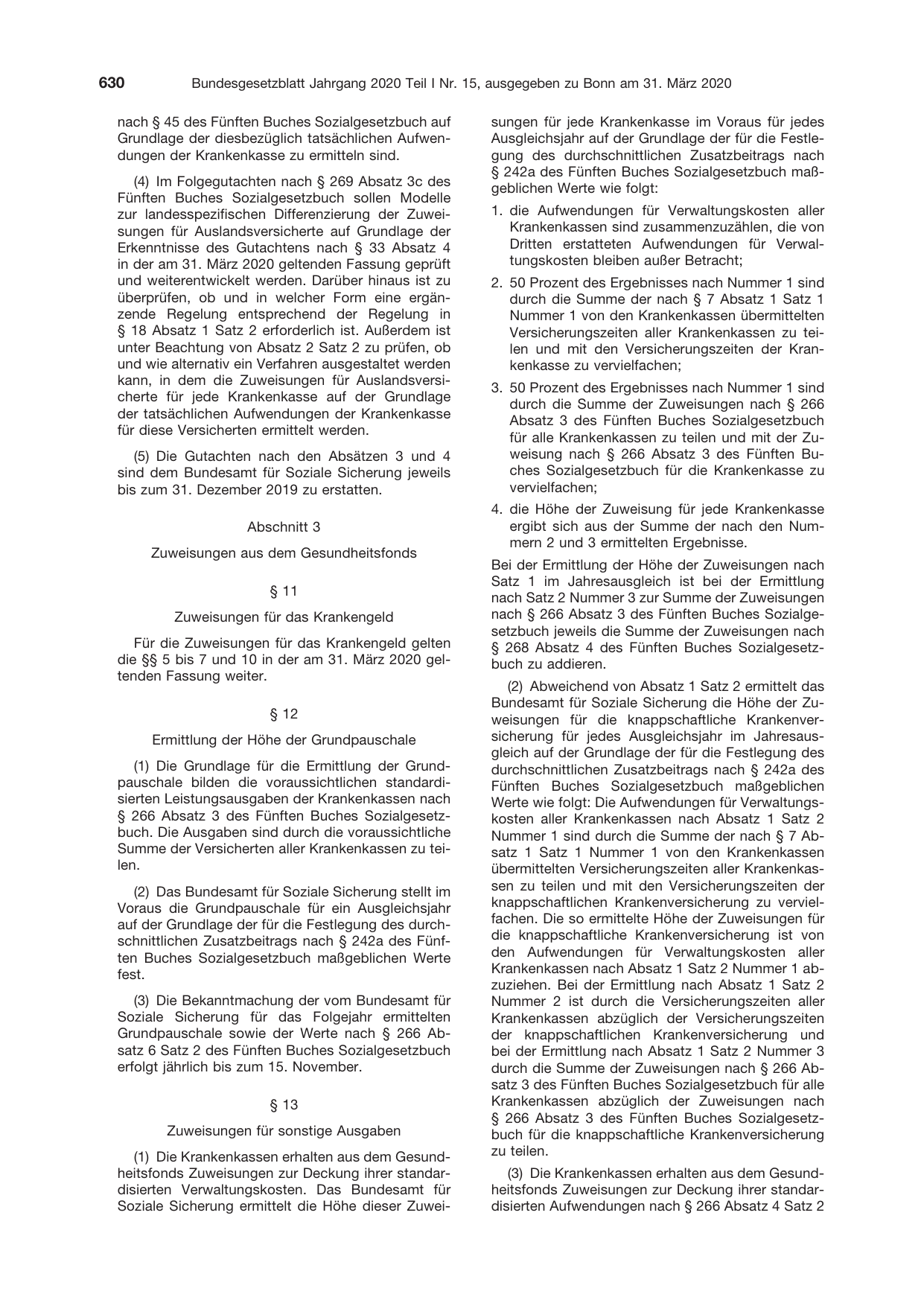 BGBl. 2020, Seite 630 — Originalseite als Abbildung