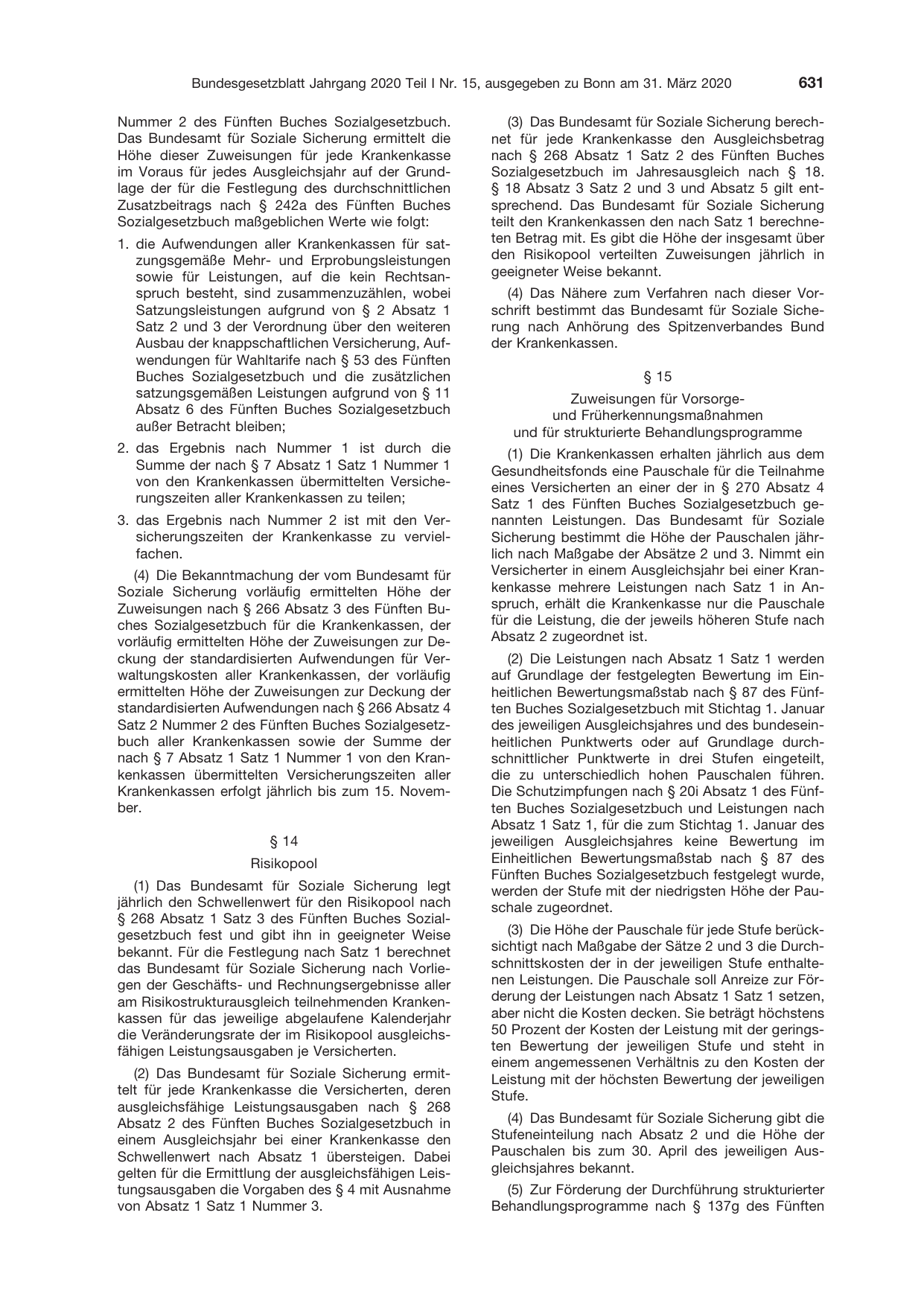 BGBl. 2020, Seite 631 — Originalseite als Abbildung
