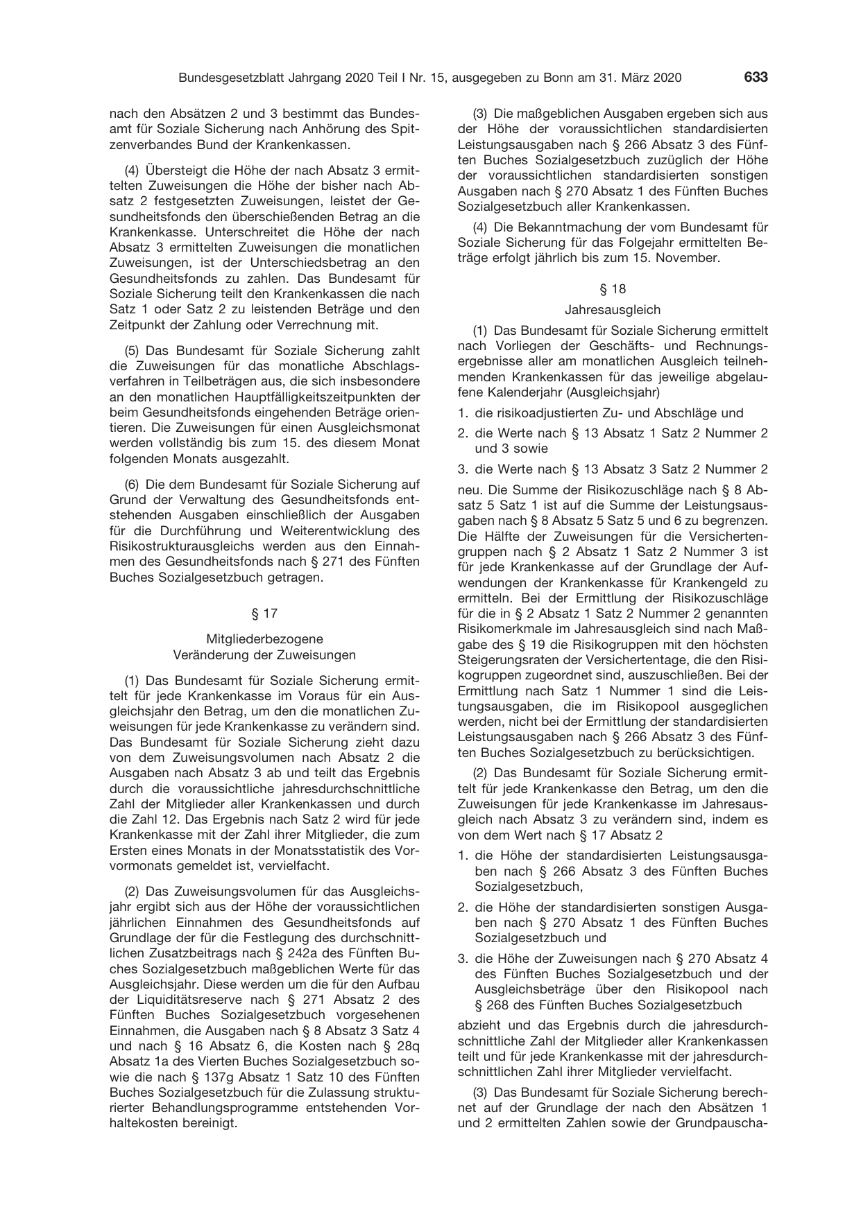 BGBl. 2020, Seite 633 — Originalseite als Abbildung
